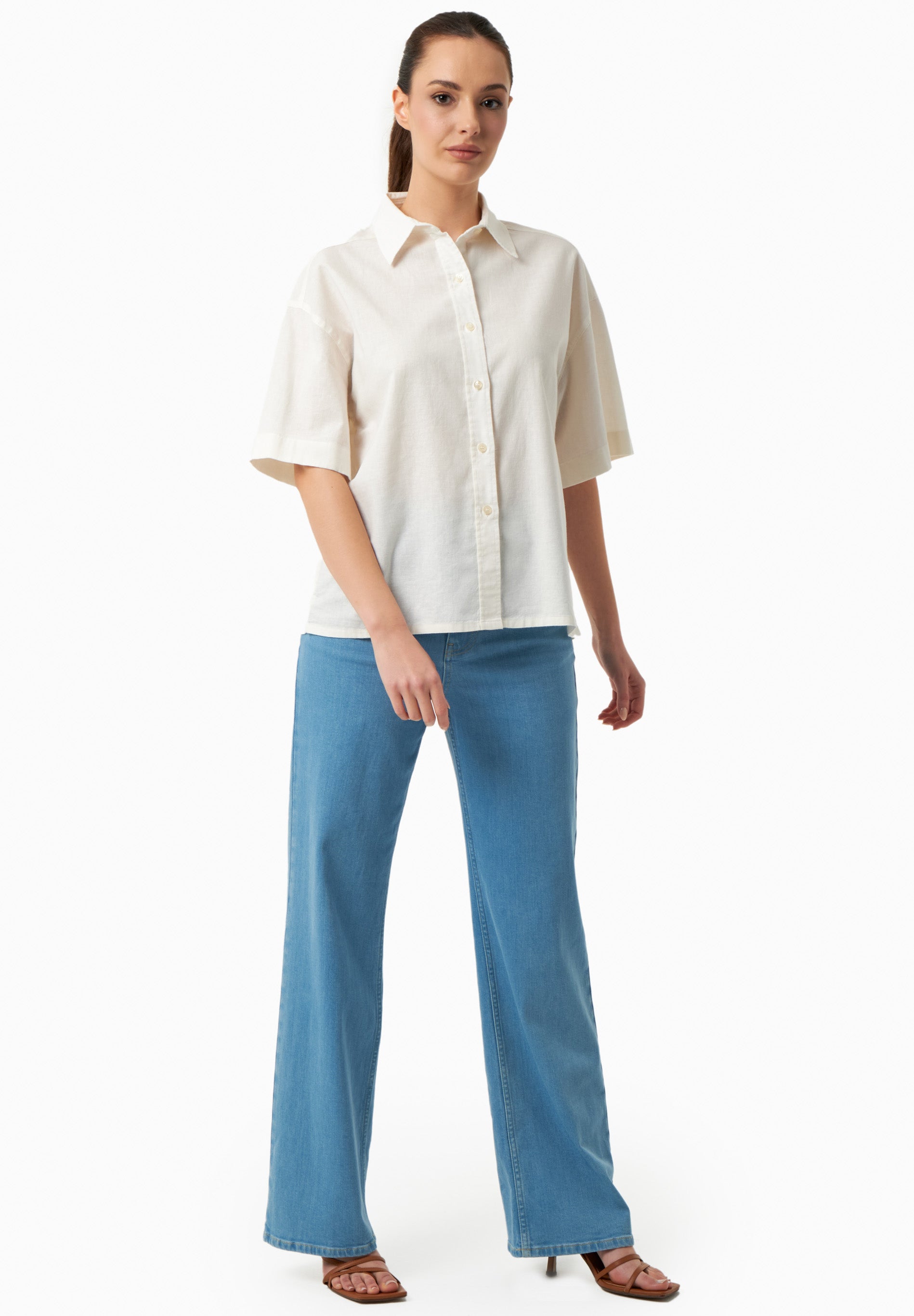 Bluse aus Bio-Baumwolle und Leinen