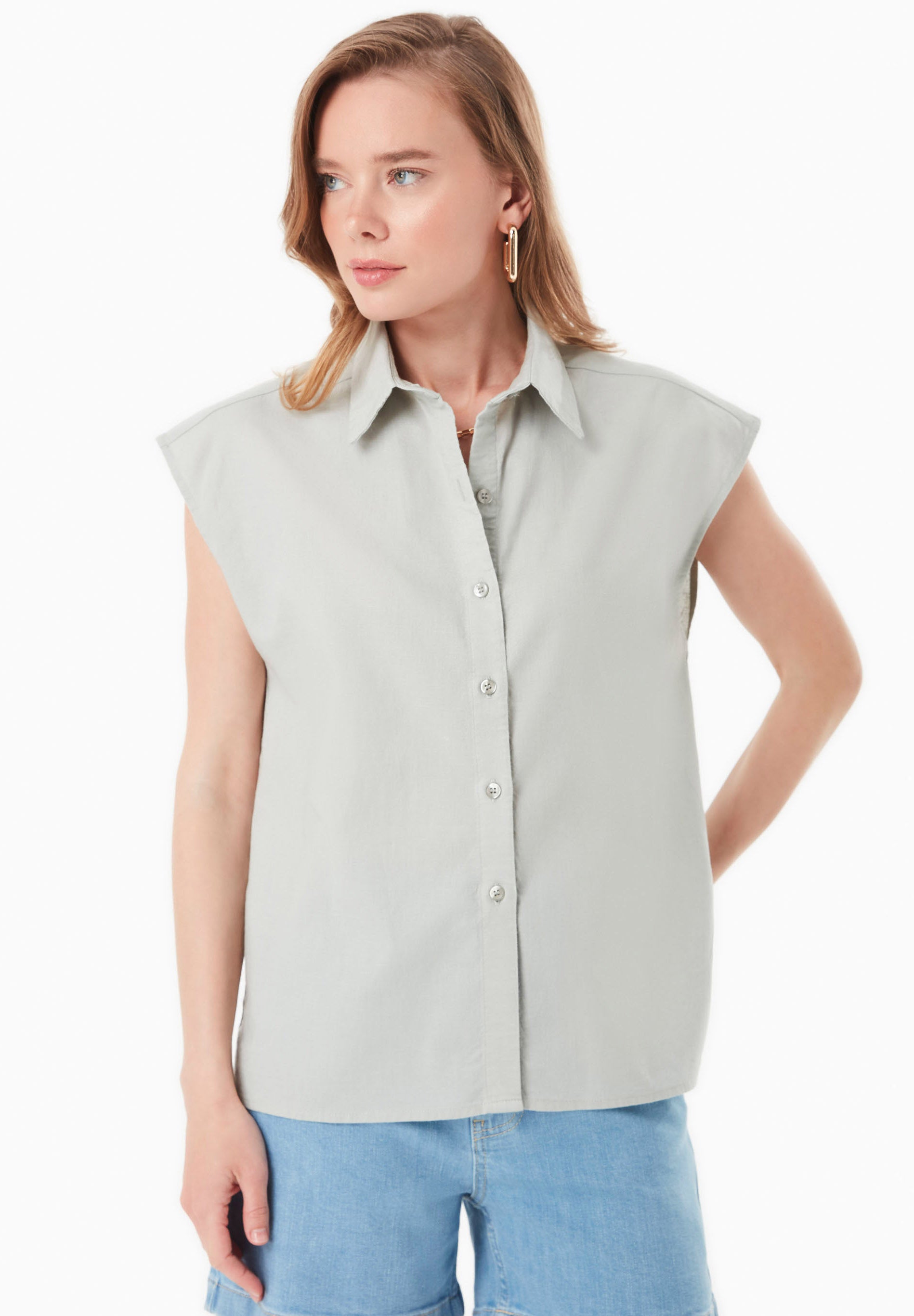 Bluse aus Bio-Baumwolle und Leinen