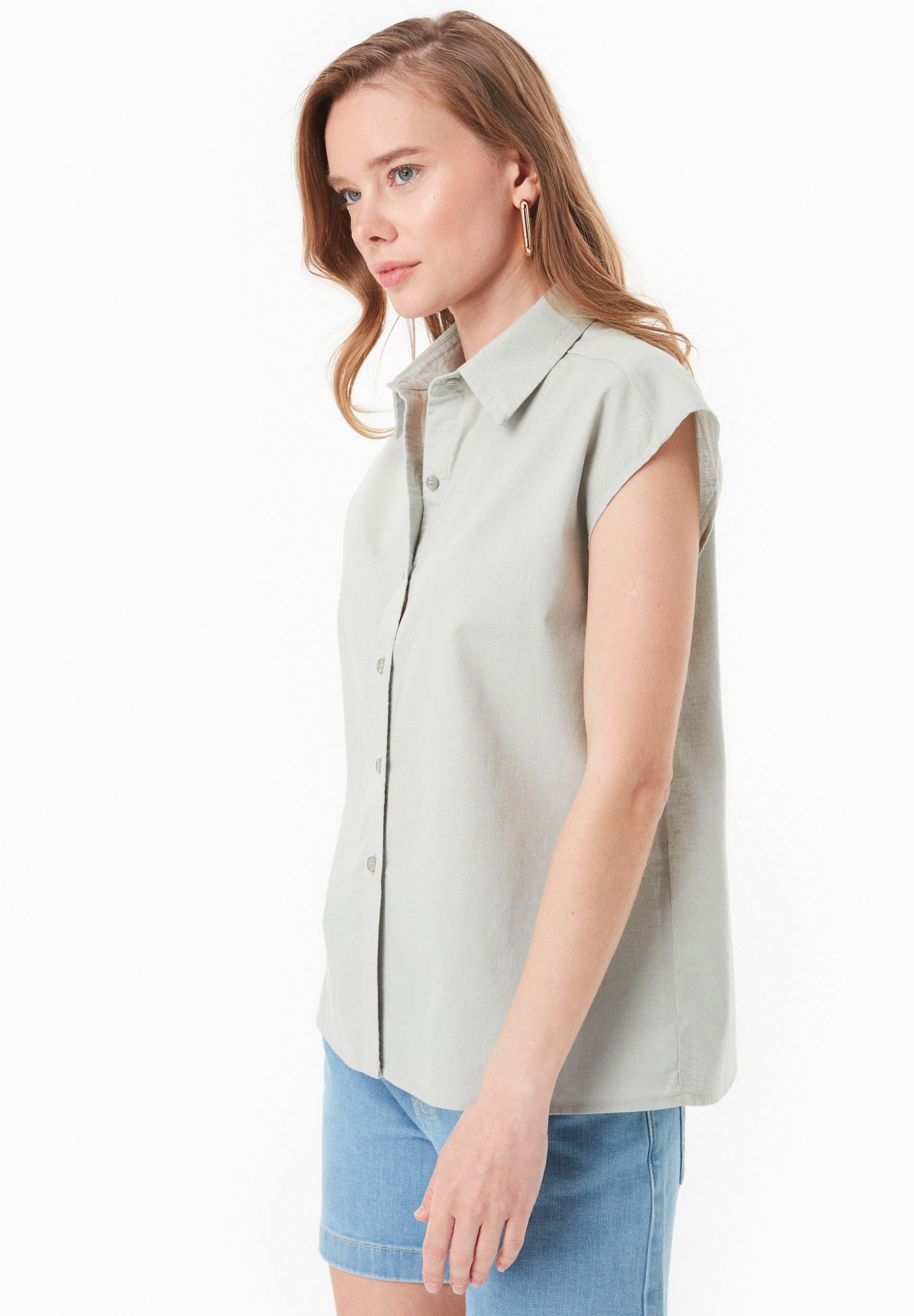 Bluse aus Bio-Baumwolle und Leinen