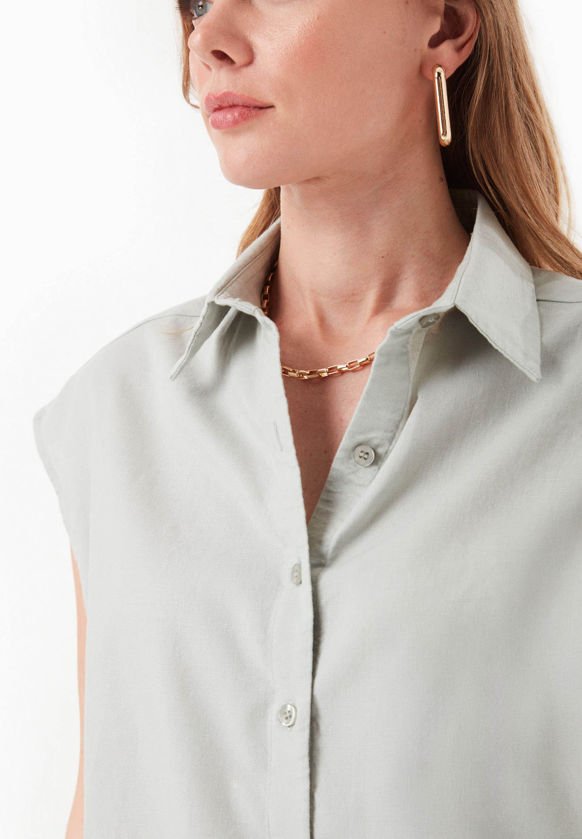 Bluse aus Bio-Baumwolle und Leinen