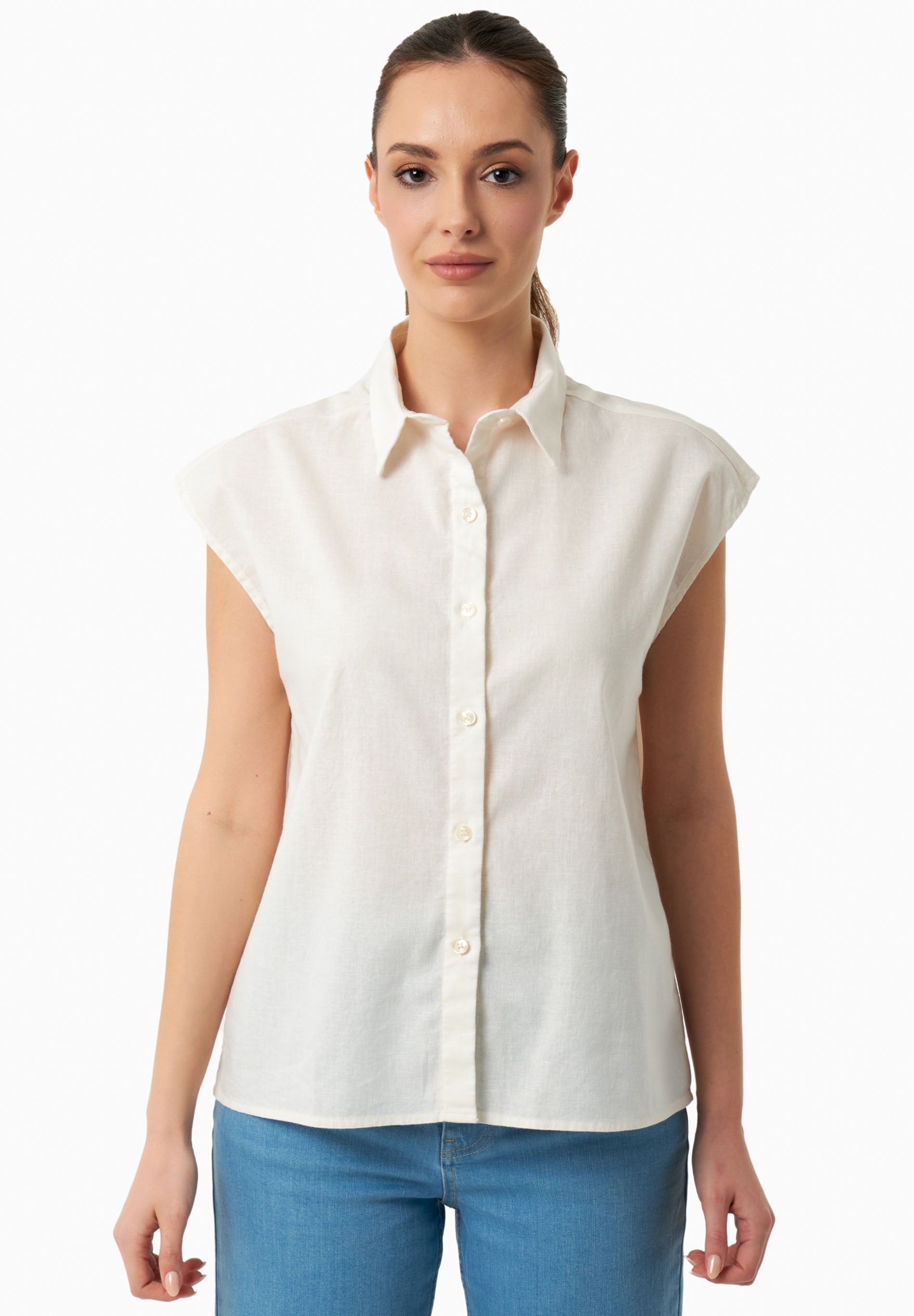 Bluse aus Bio-Baumwolle und Leinen
