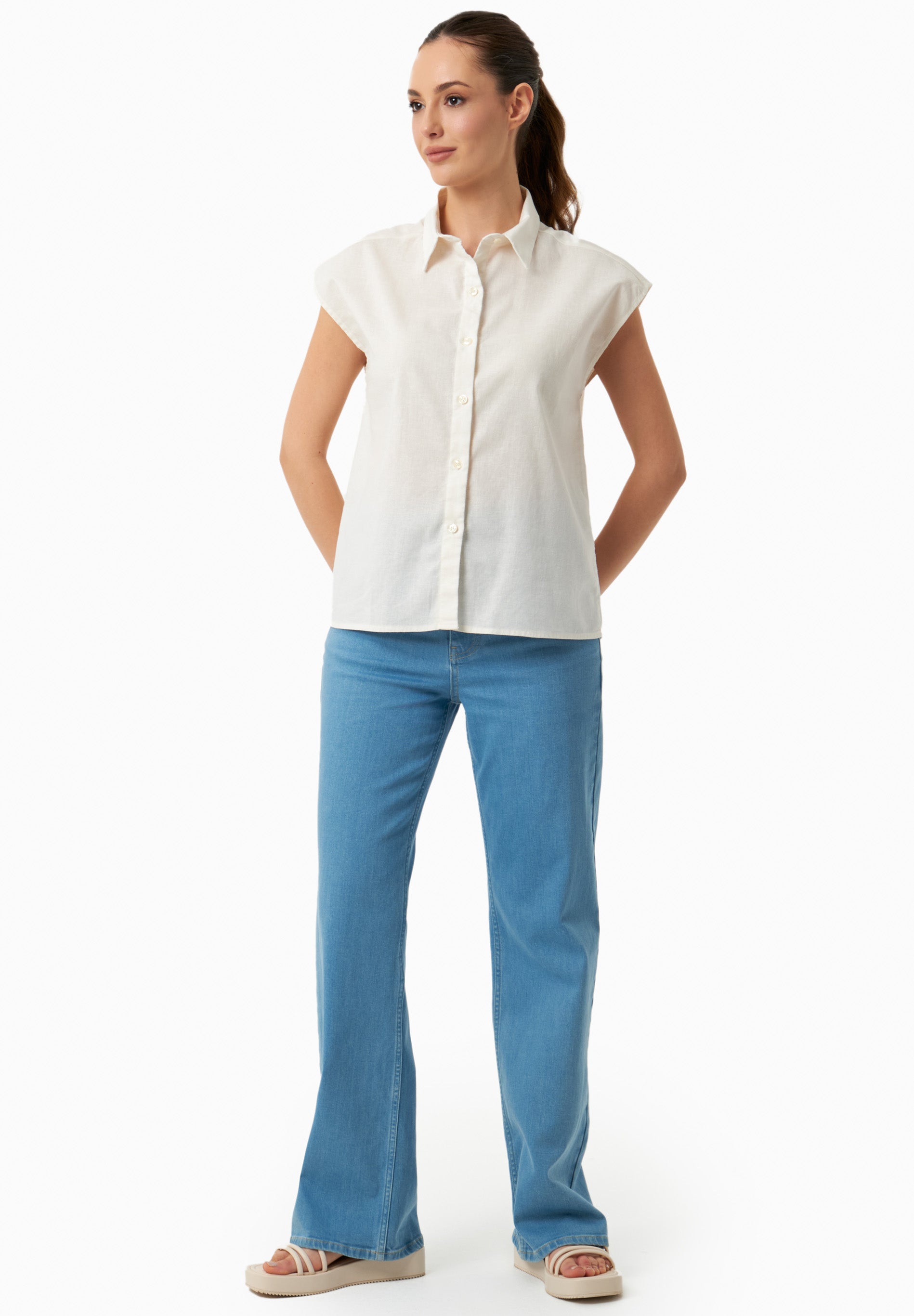 Bluse aus Bio-Baumwolle und Leinen