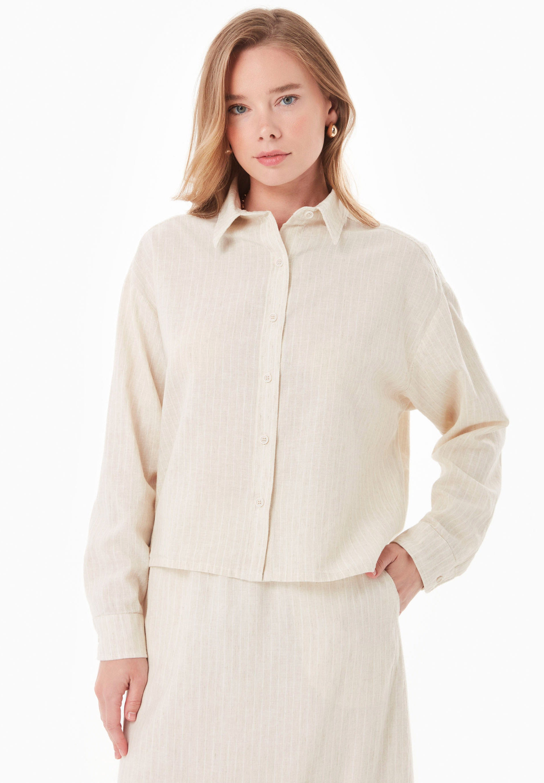Bluse aus Bio-Baumwolle und Leinen