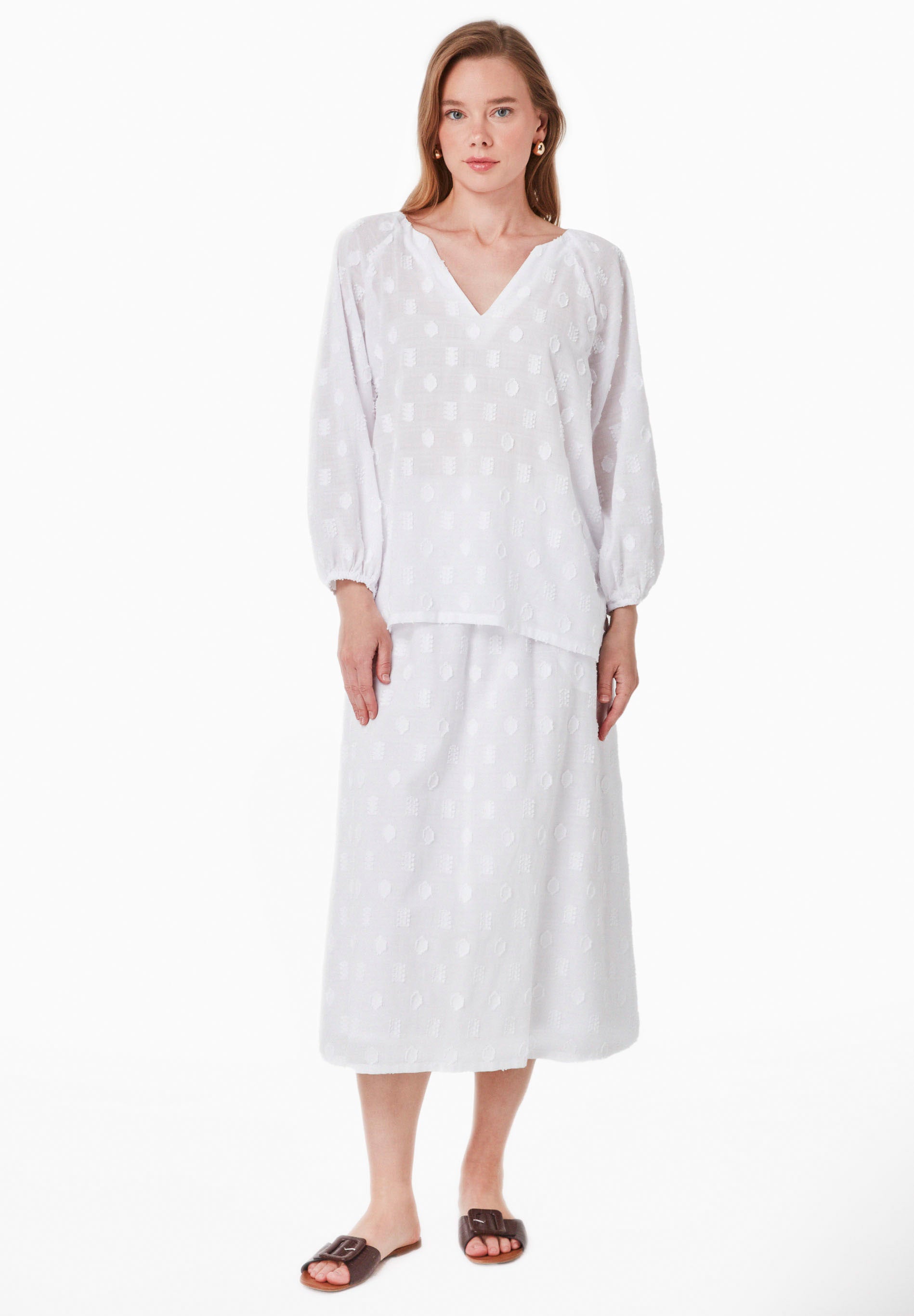 Bluse aus Bio-Baumwolle im Jacquardgewebe