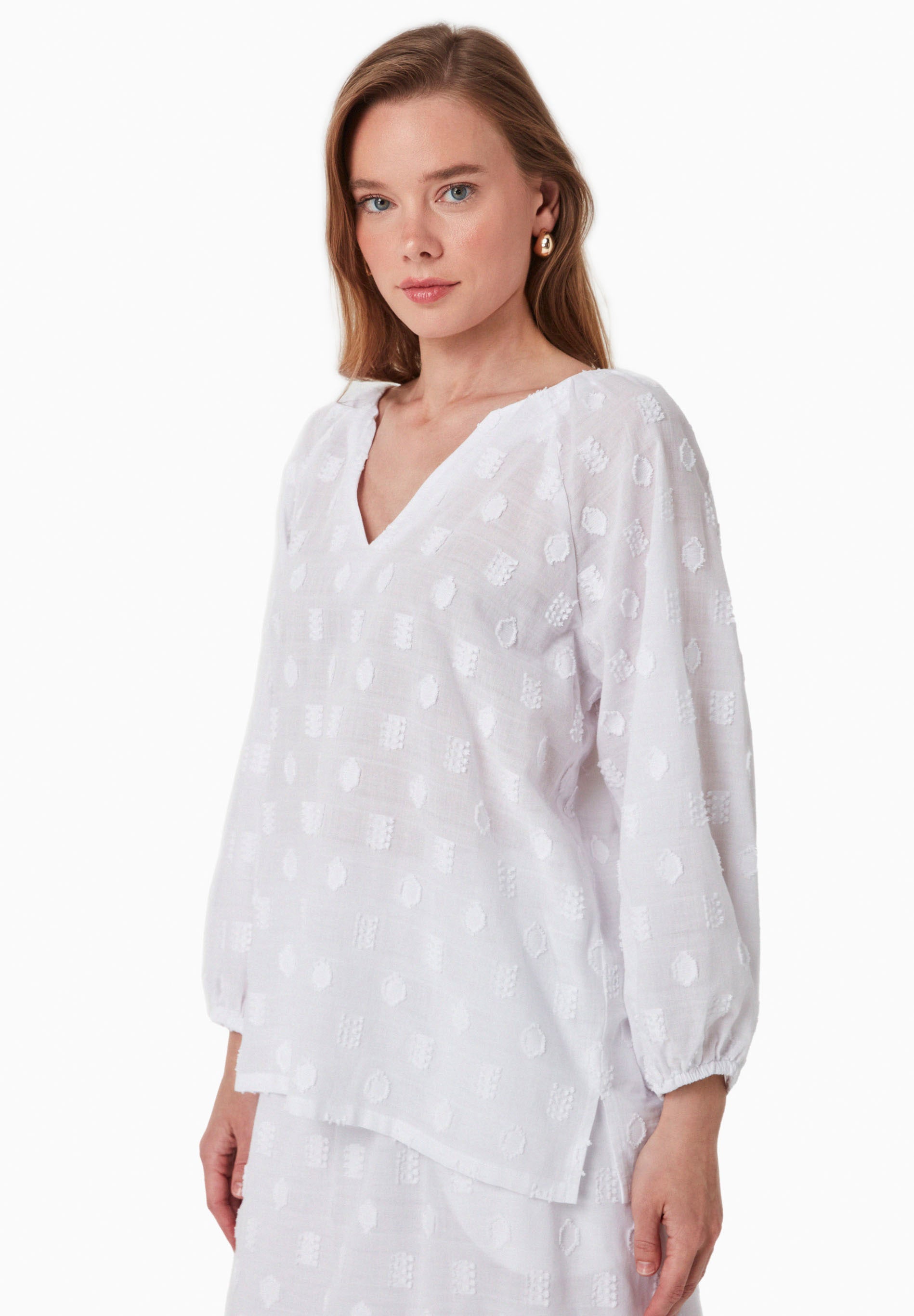 Bluse aus Bio-Baumwolle im Jacquardgewebe