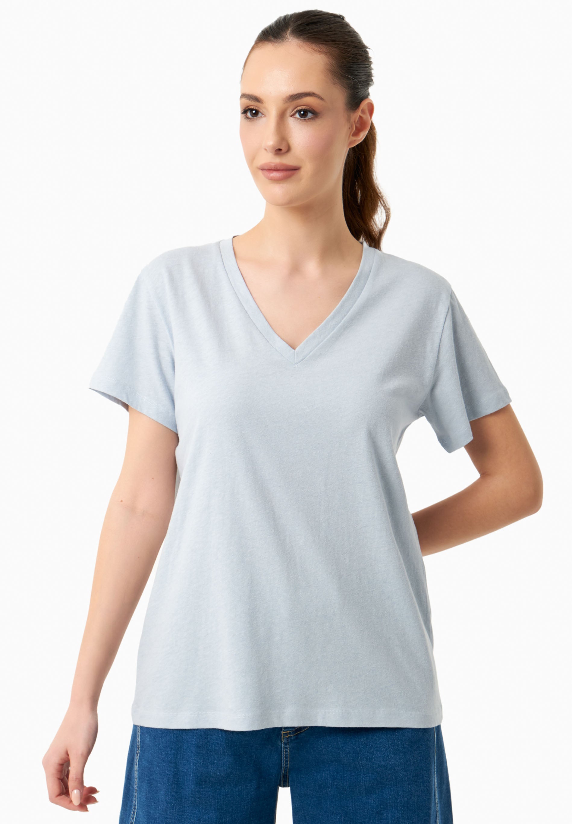 T-Shirt aus Bio-Baumwolle und Leinen
