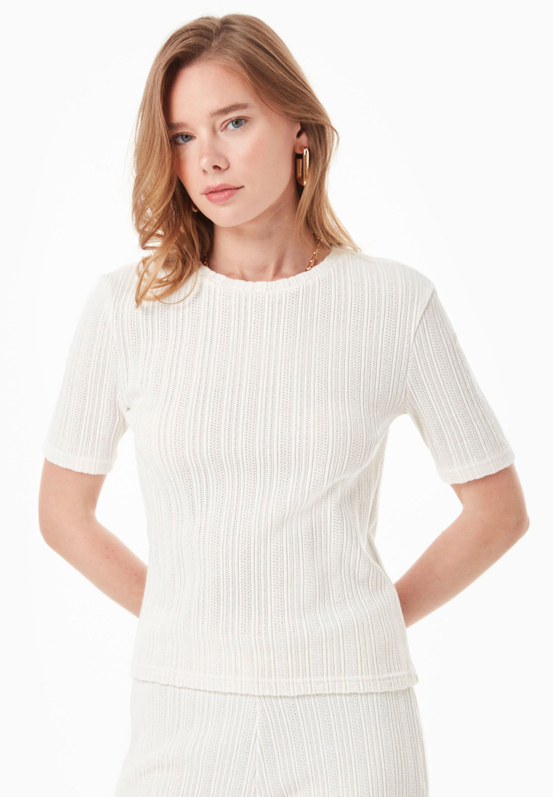 Jacquard Rib Top mit 1/2 Arm