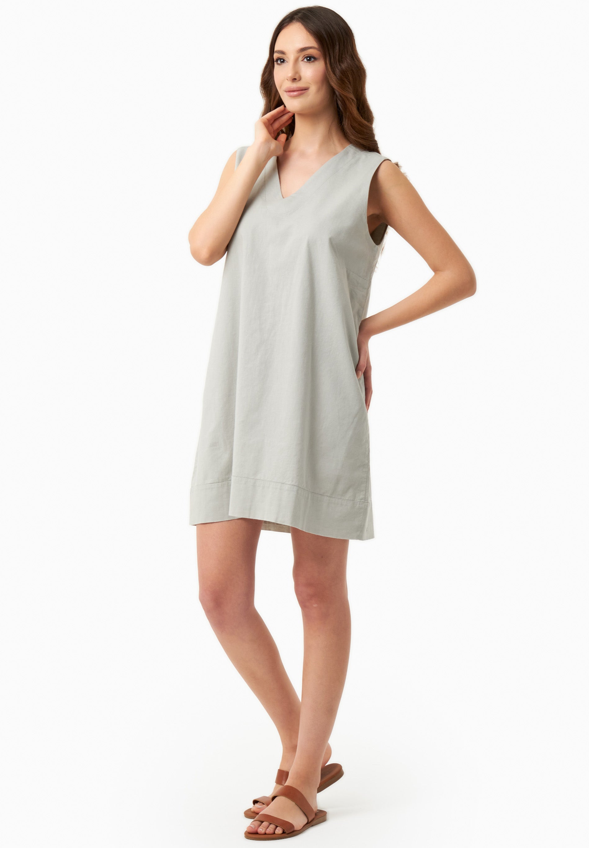 Kleid aus Bio-Baumwolle und Leinen
