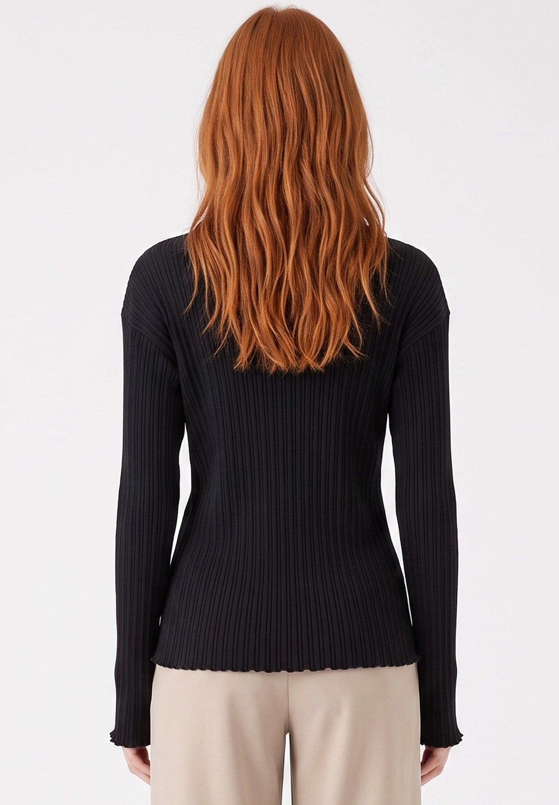 Longsleeve aus Bio-Baumwolle im Rippstrick