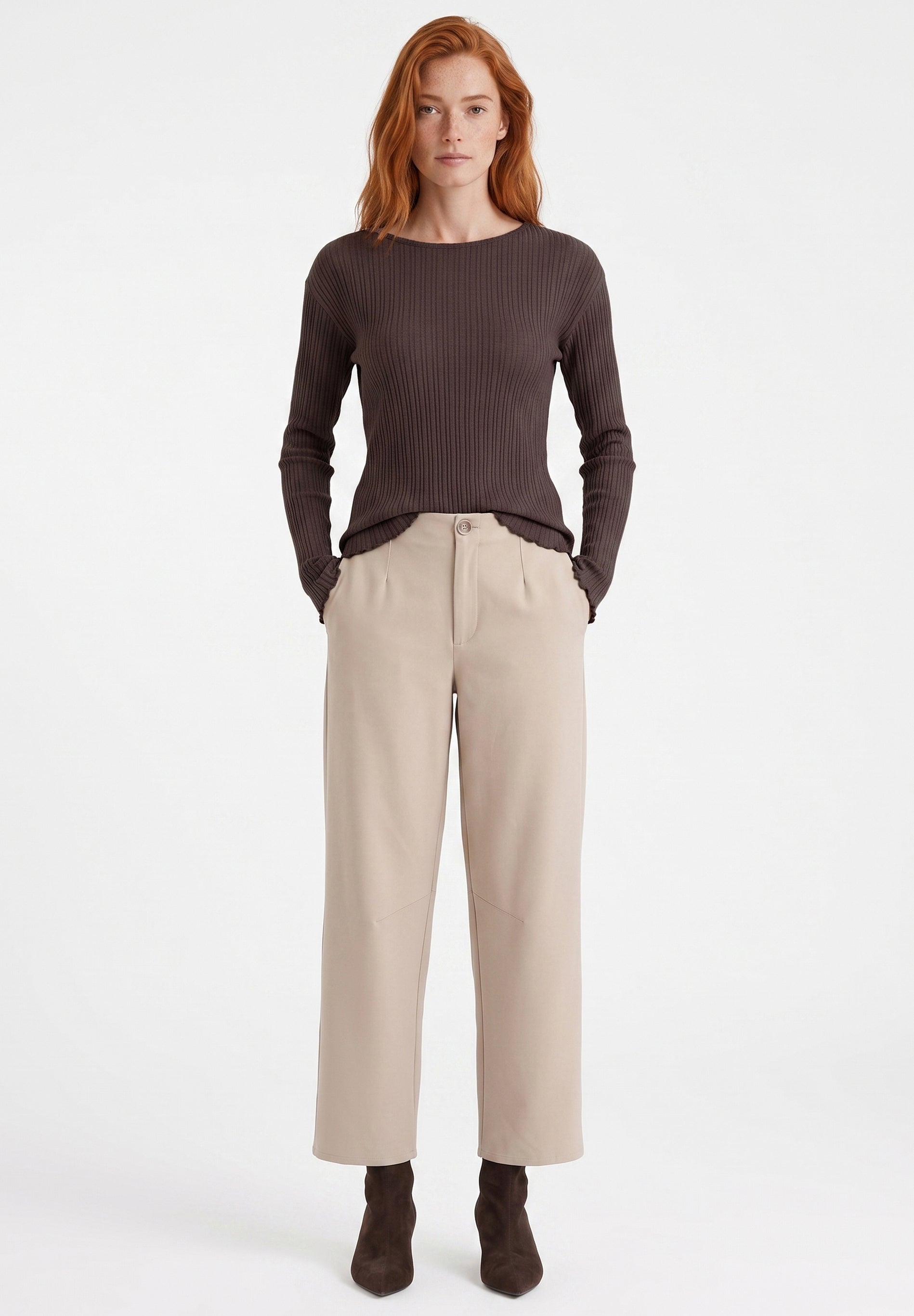 Longsleeve aus Bio-Baumwolle im Rippstrick