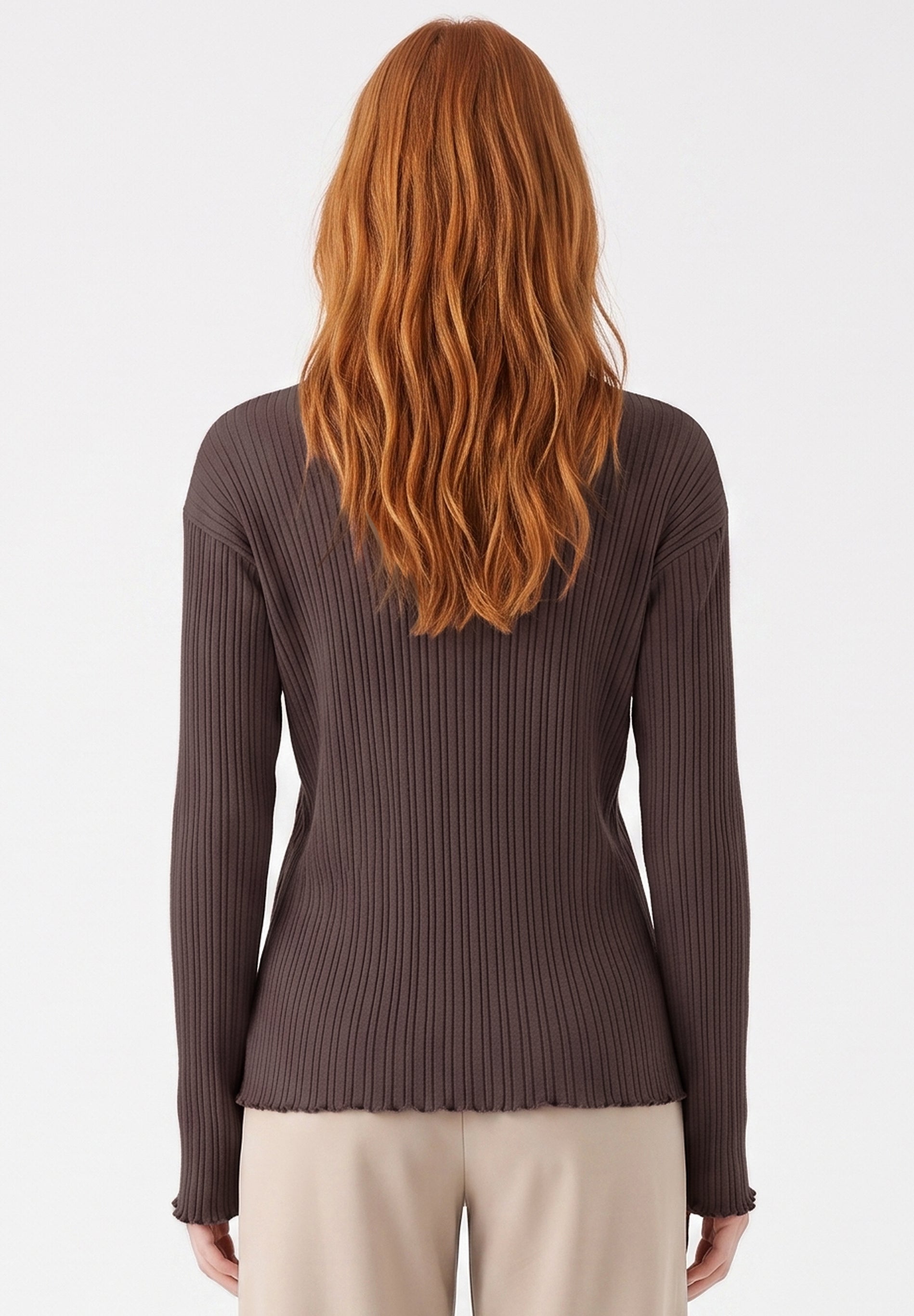 Longsleeve aus Bio-Baumwolle im Rippstrick