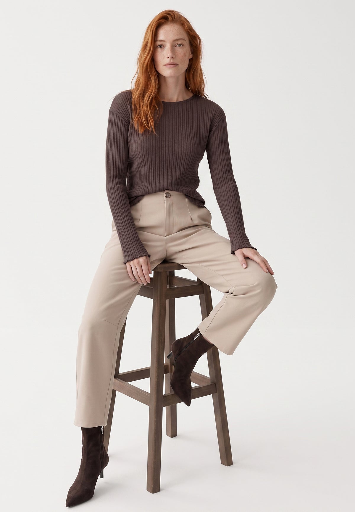 Longsleeve aus Bio-Baumwolle im Rippstrick