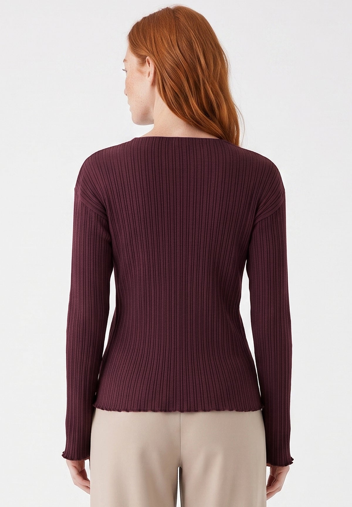 Longsleeve aus Bio-Baumwolle im Rippstrick