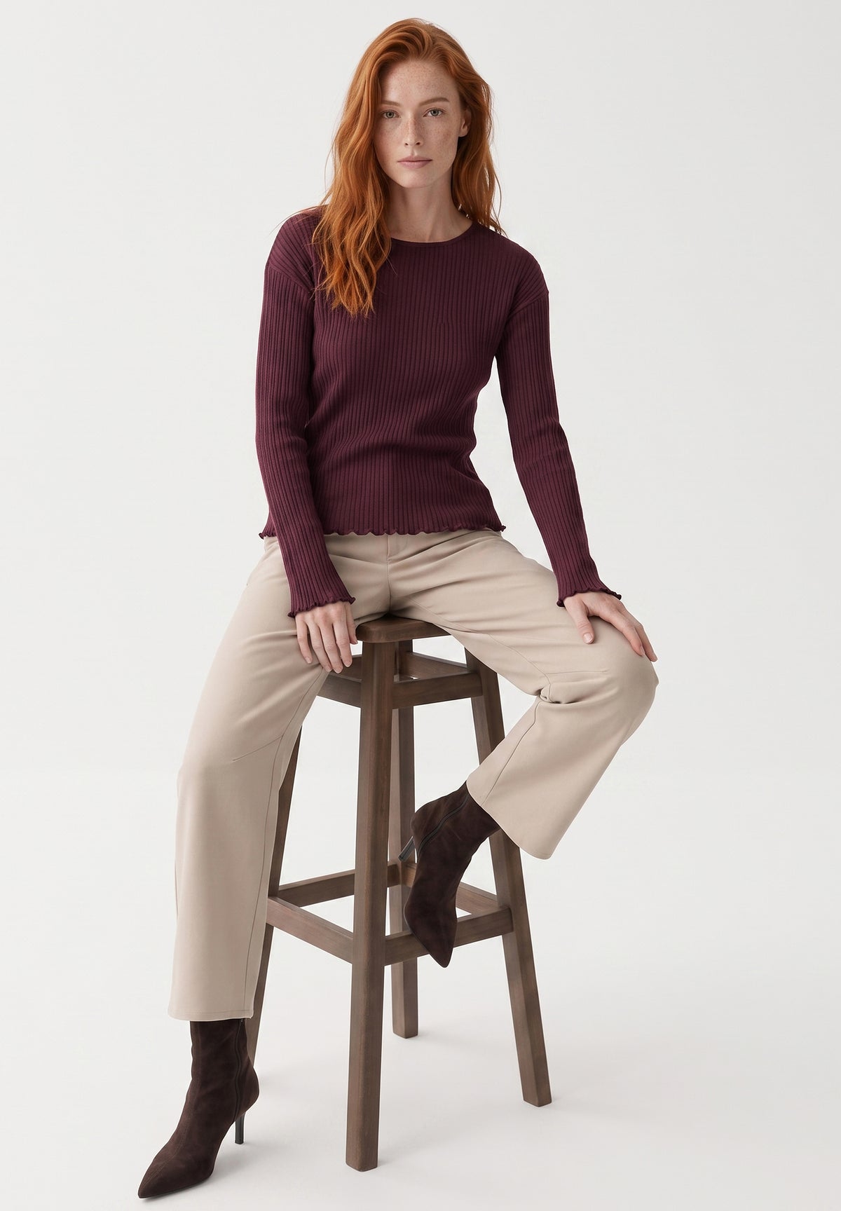 Longsleeve aus Bio-Baumwolle im Rippstrick