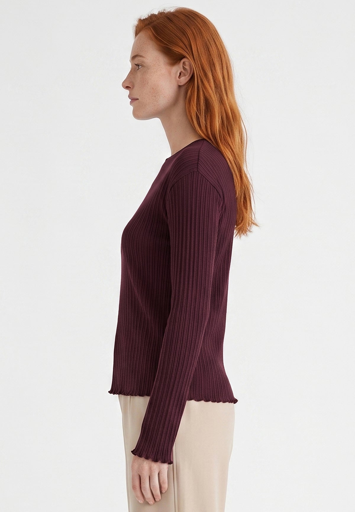 Longsleeve aus Bio-Baumwolle im Rippstrick