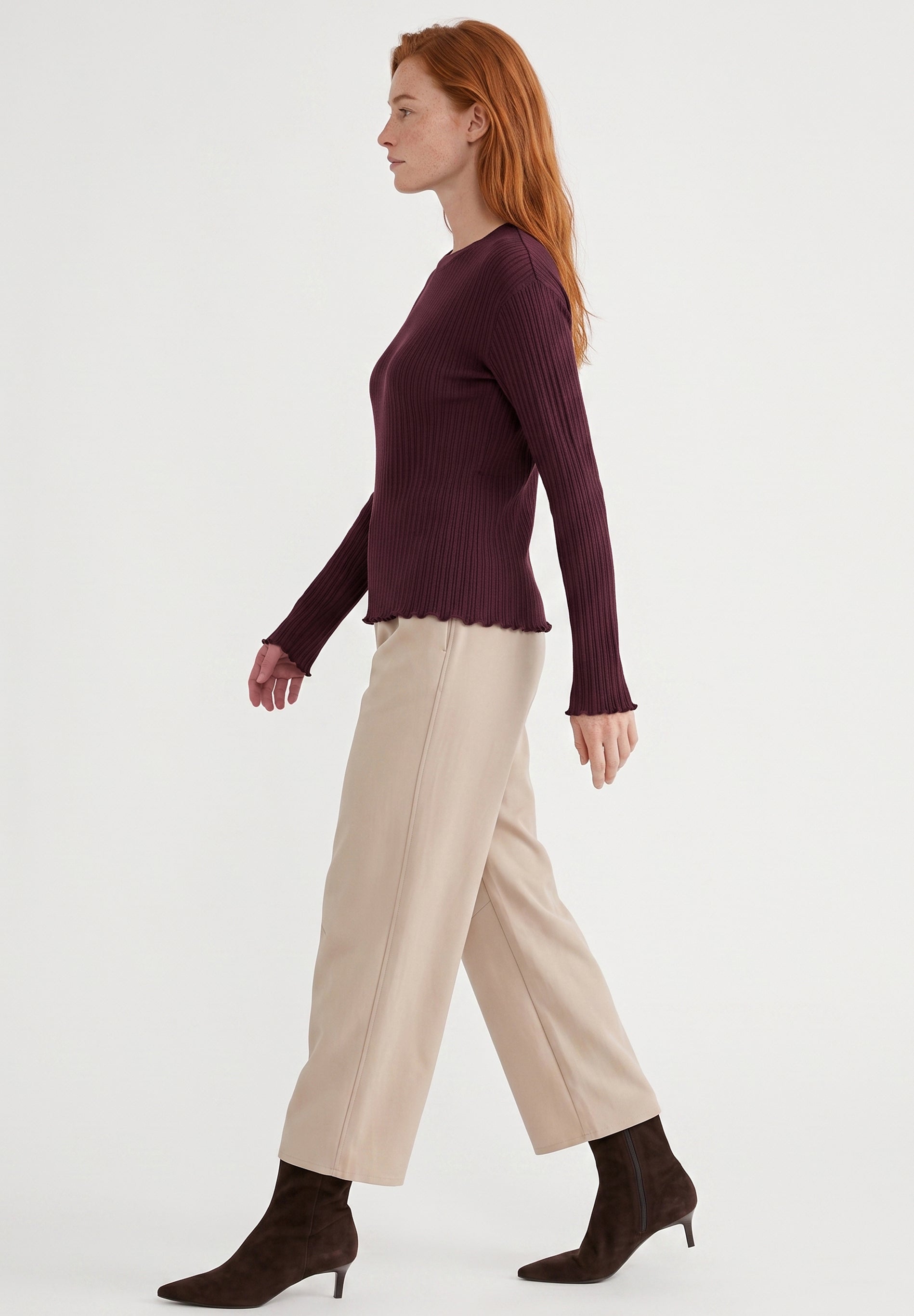 Longsleeve aus Bio-Baumwolle im Rippstrick