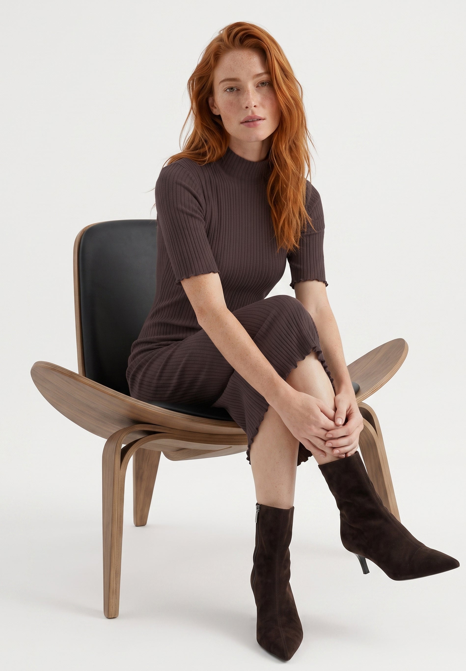 Kleid aus Bio-Baumwolle im Rippstrick