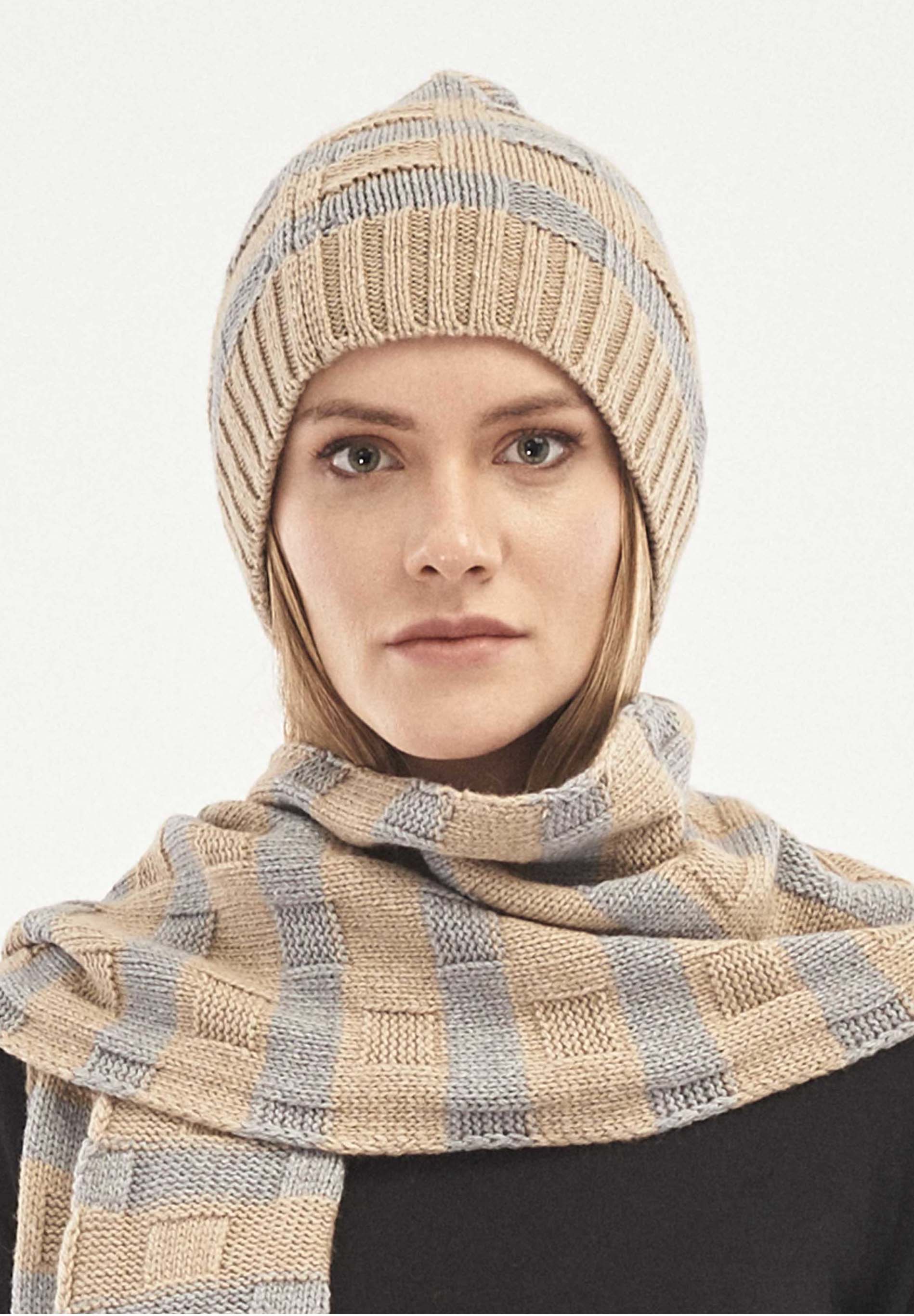 Strick-Beanie aus Bio-Merinowolle und Bio-Baumwolle