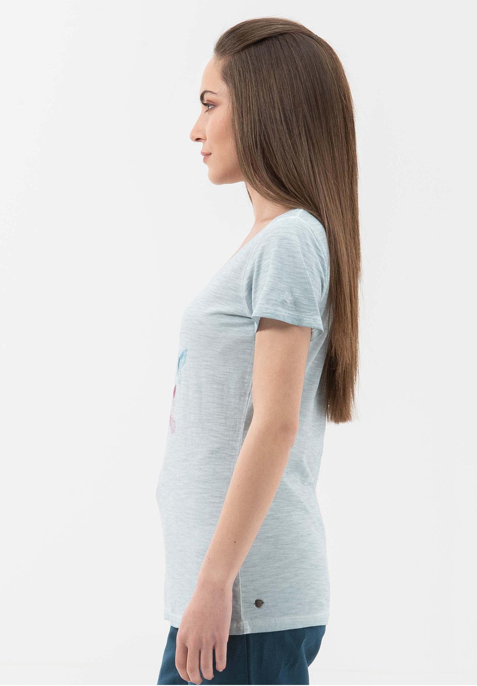 Garment Dyed T-Shirt aus Bio-Baumwolle mit Schmetterling-Print
