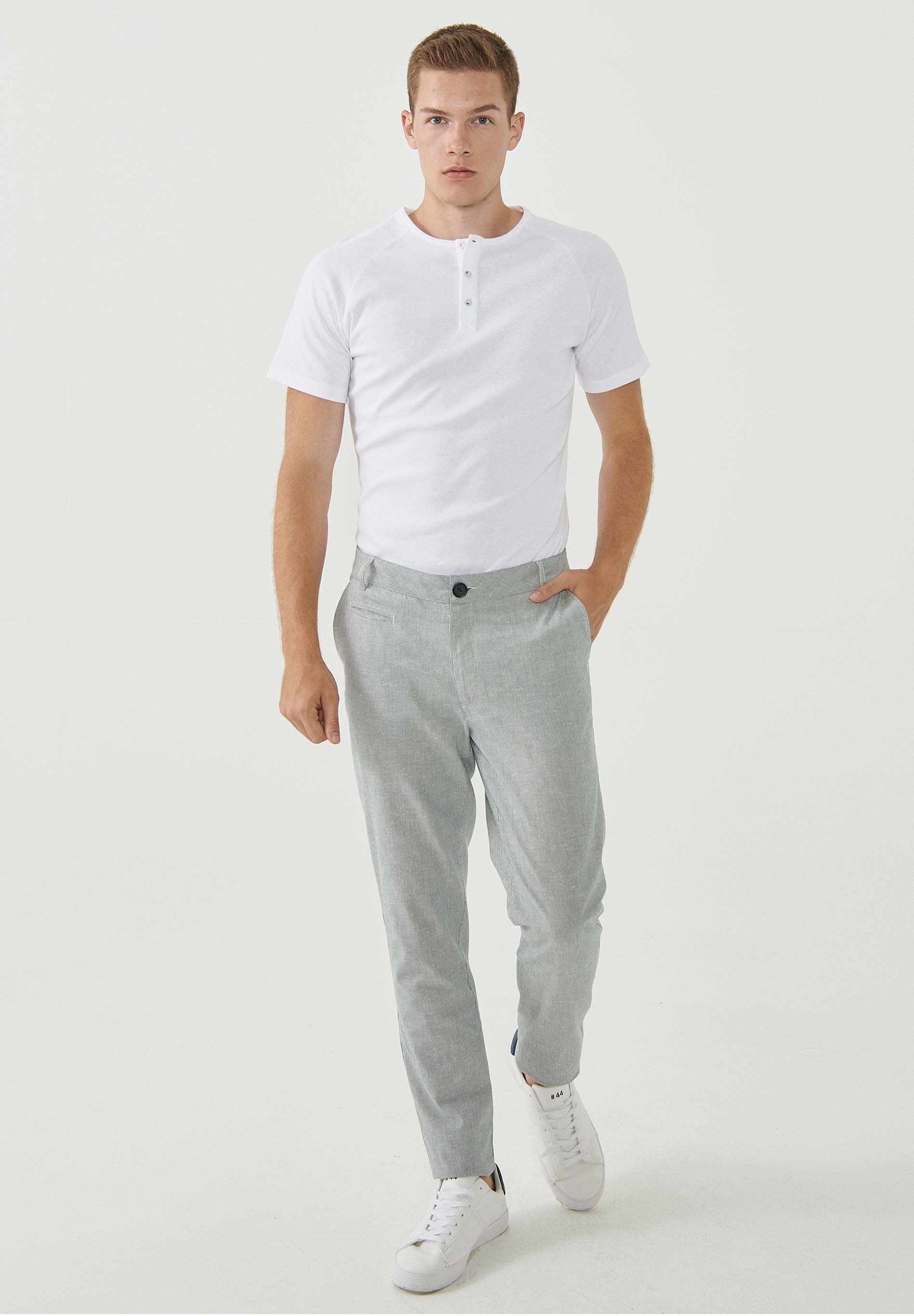 Slim Chino-Hose aus Bio-Baumwolle mit Streifenmuster