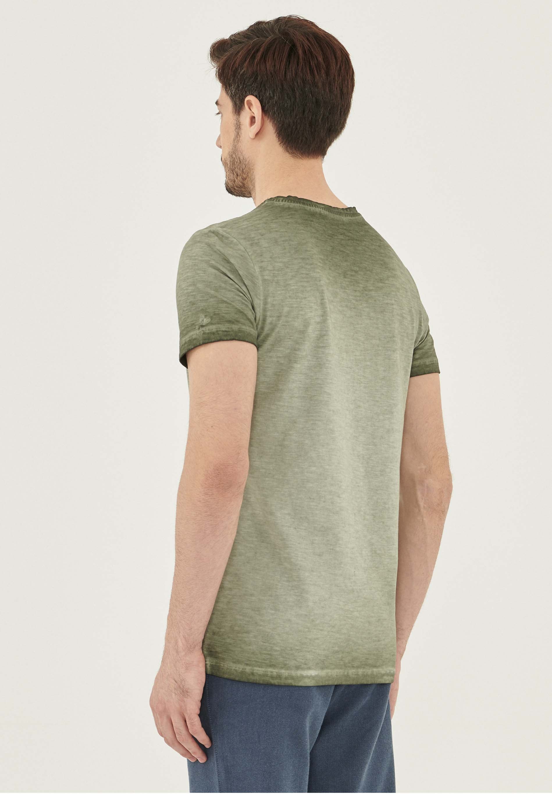 Garment Dyed T-Shirt aus Bio-Baumwolle mit Bär-Print