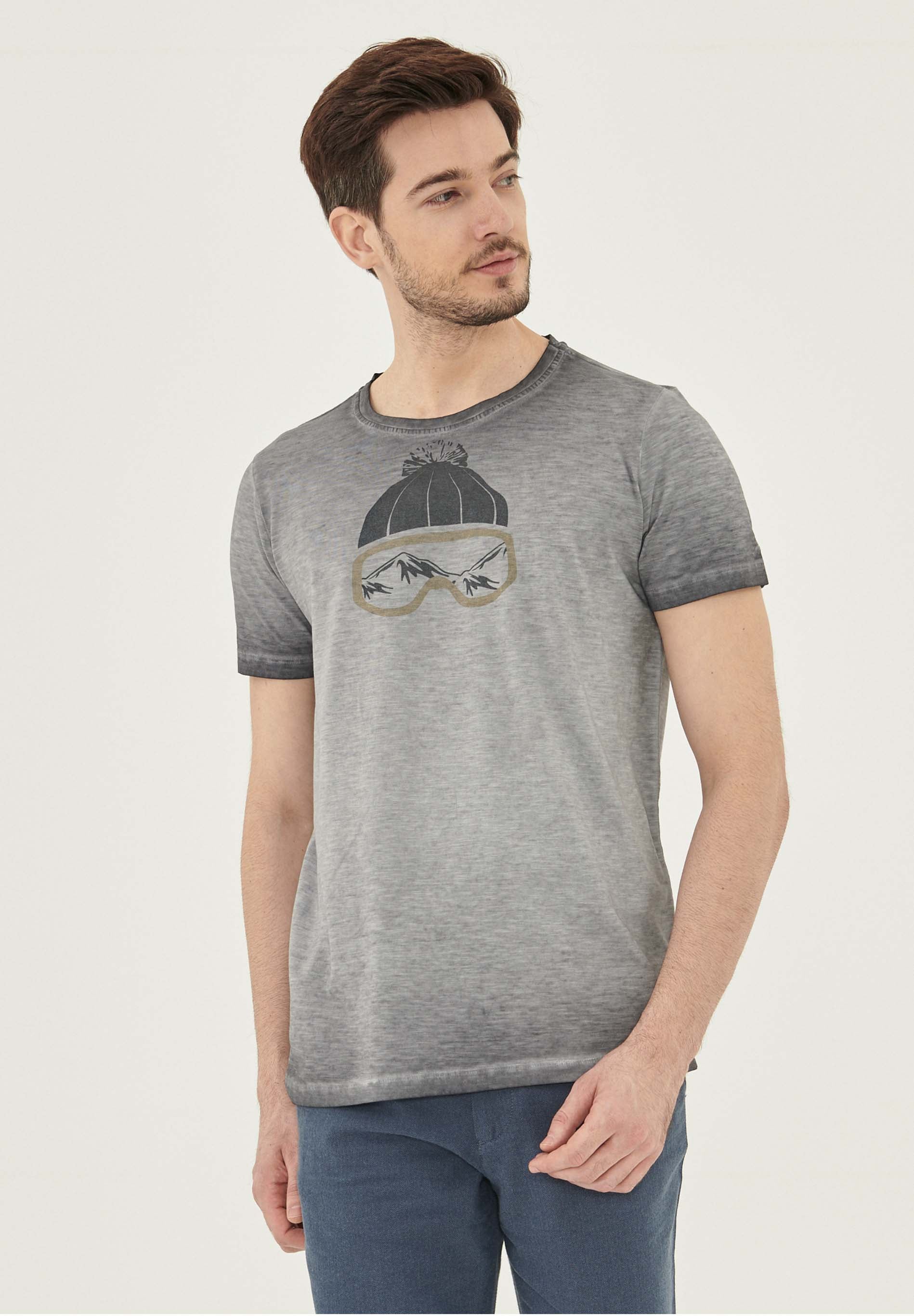 Garment Dyed T-Shirt aus Bio-Baumwolle mit Print