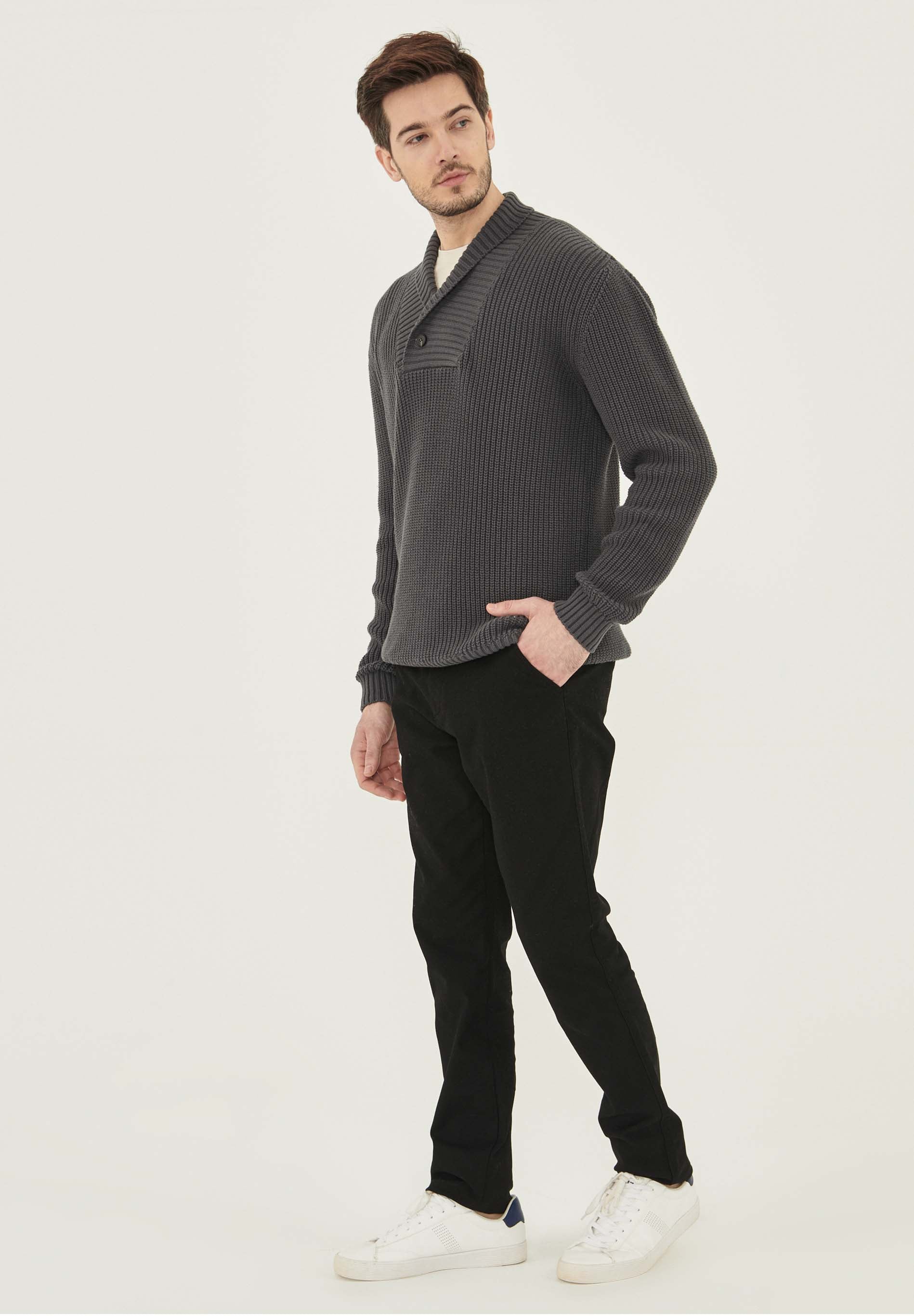 Schalkragen Pullover aus Bio-Baumwolle