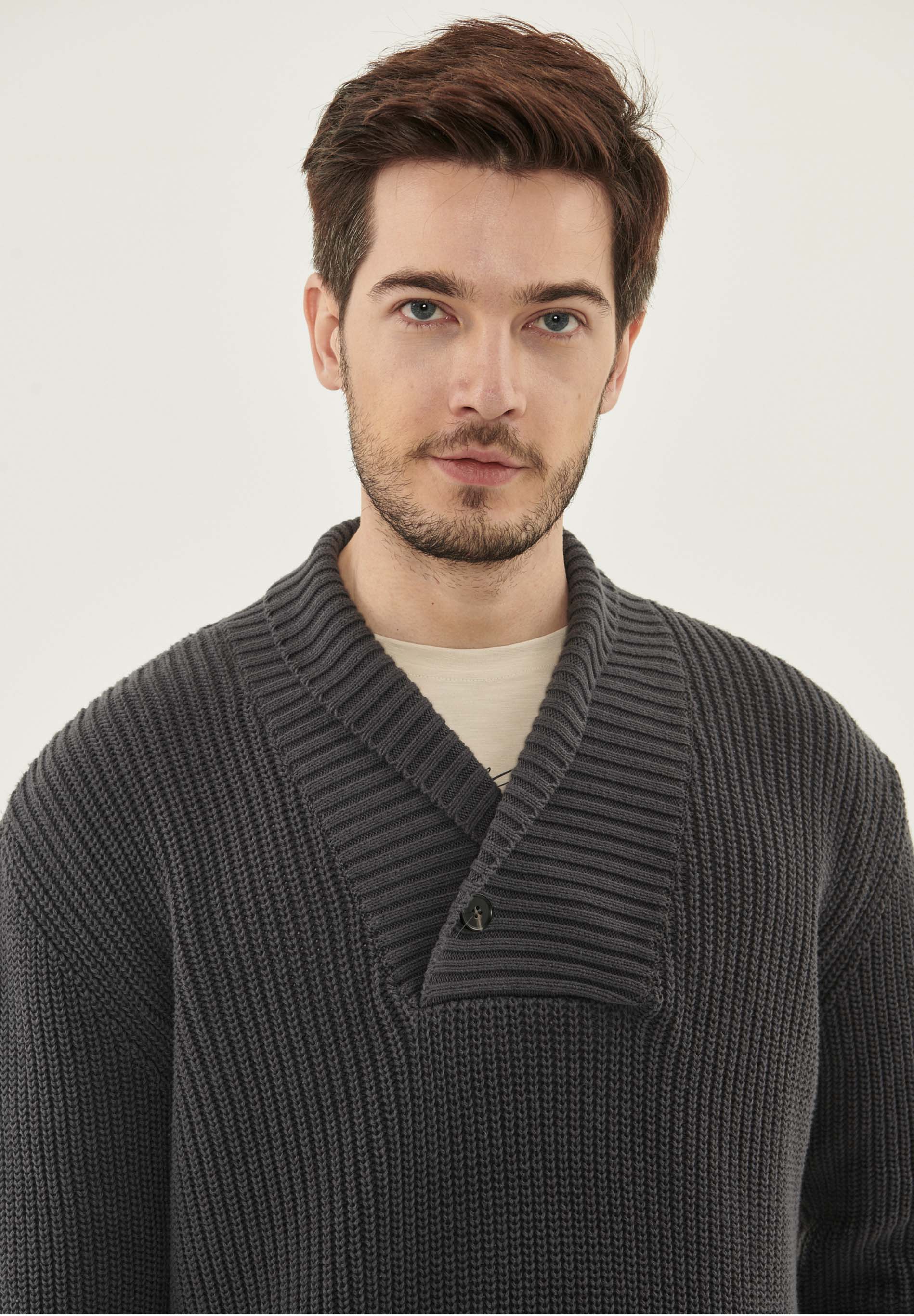Schalkragen Pullover aus Bio-Baumwolle