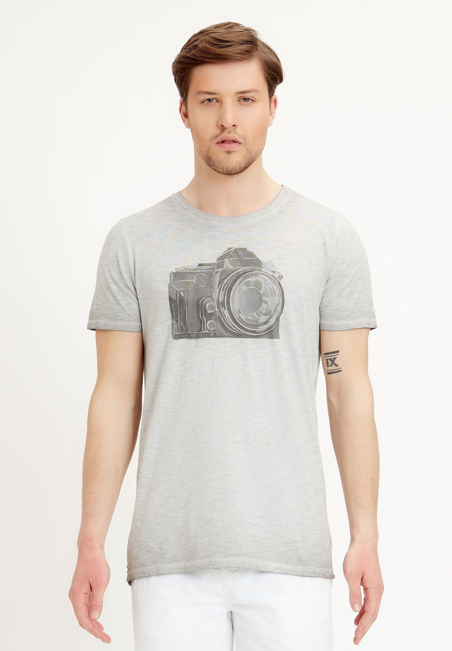 T-Shirt aus Bio-Baumwolle mit Kamera Motiv