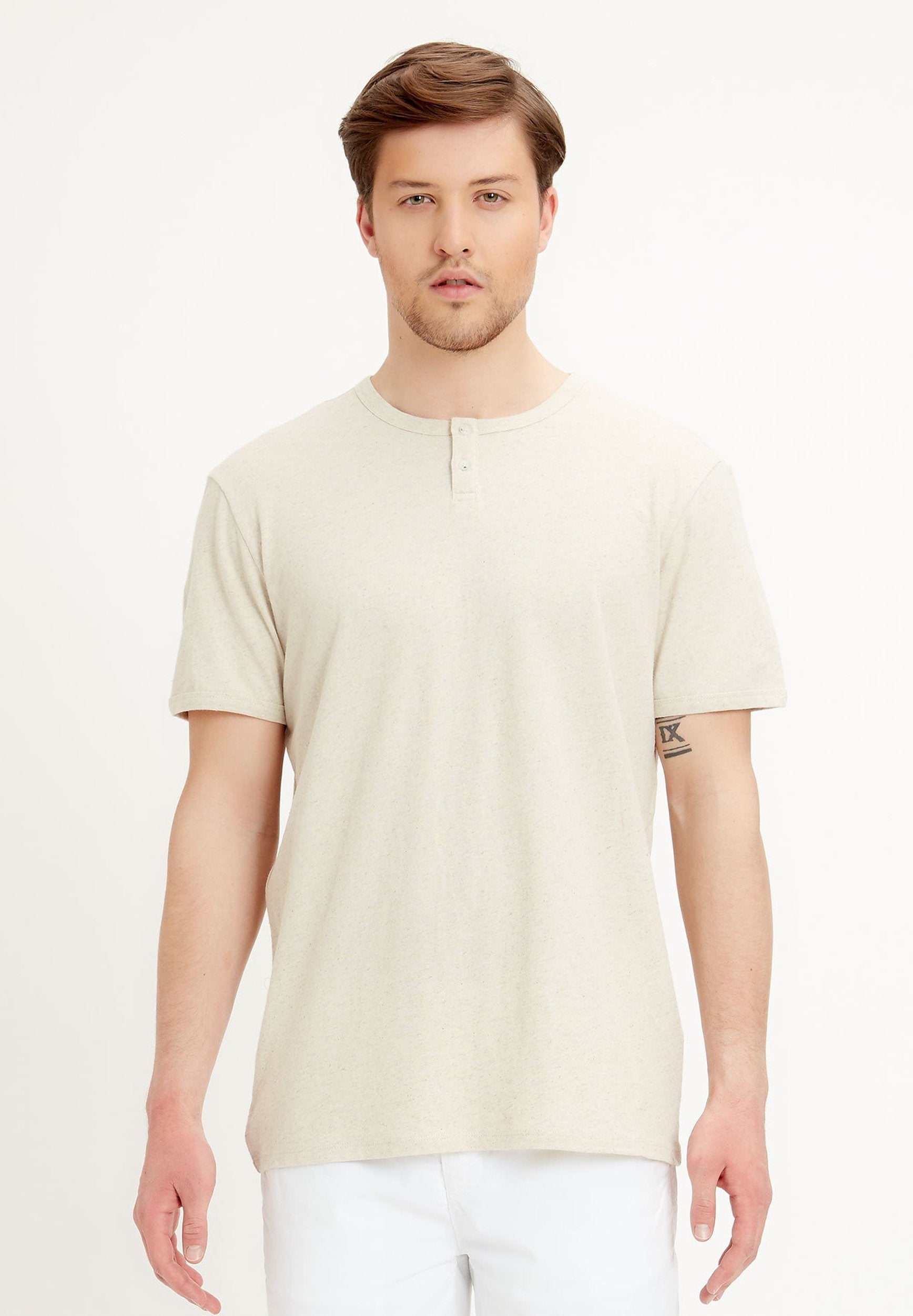 Henley-Shirt aus Leinen-Bio-Baumwolle-Mix