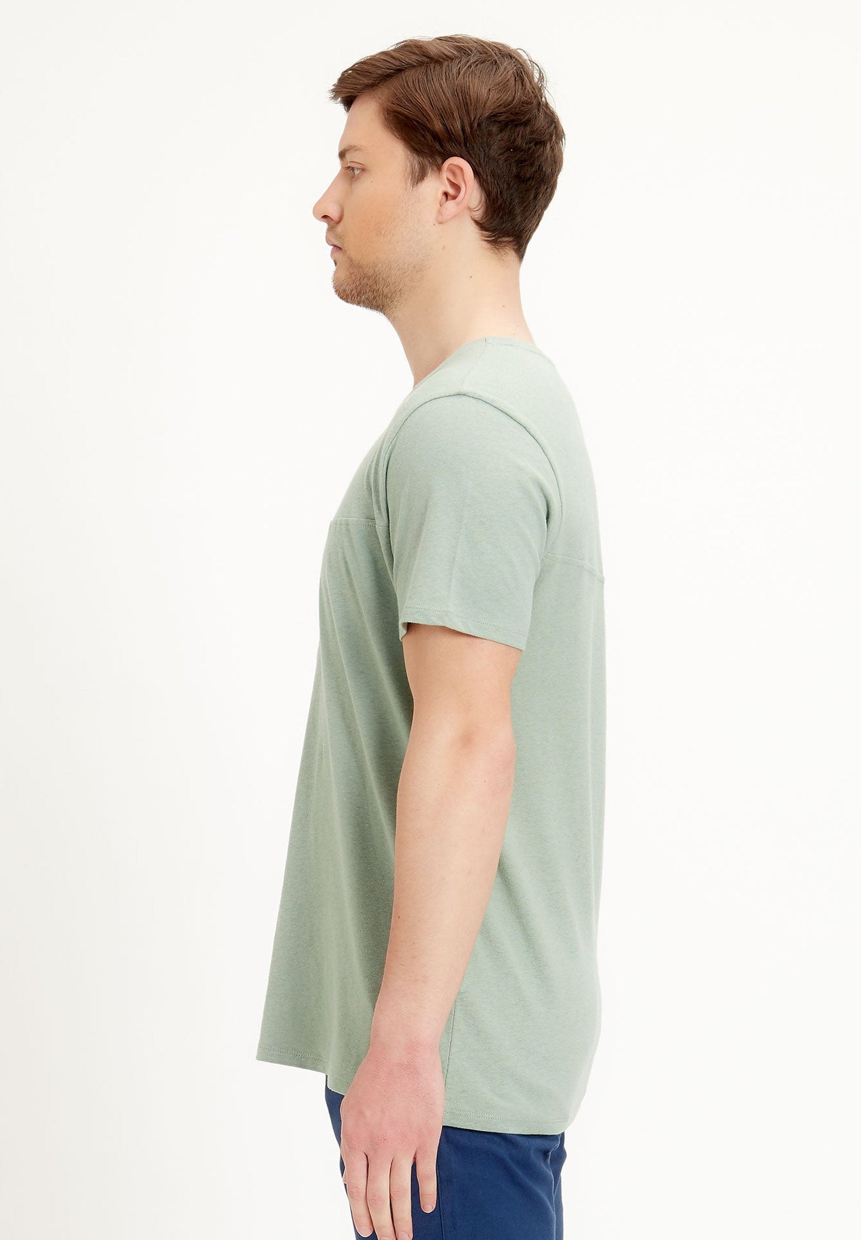 T-Shirt aus Leinen-Bio-Baumwolle-Mix mit asymmetrischem Schnitt
