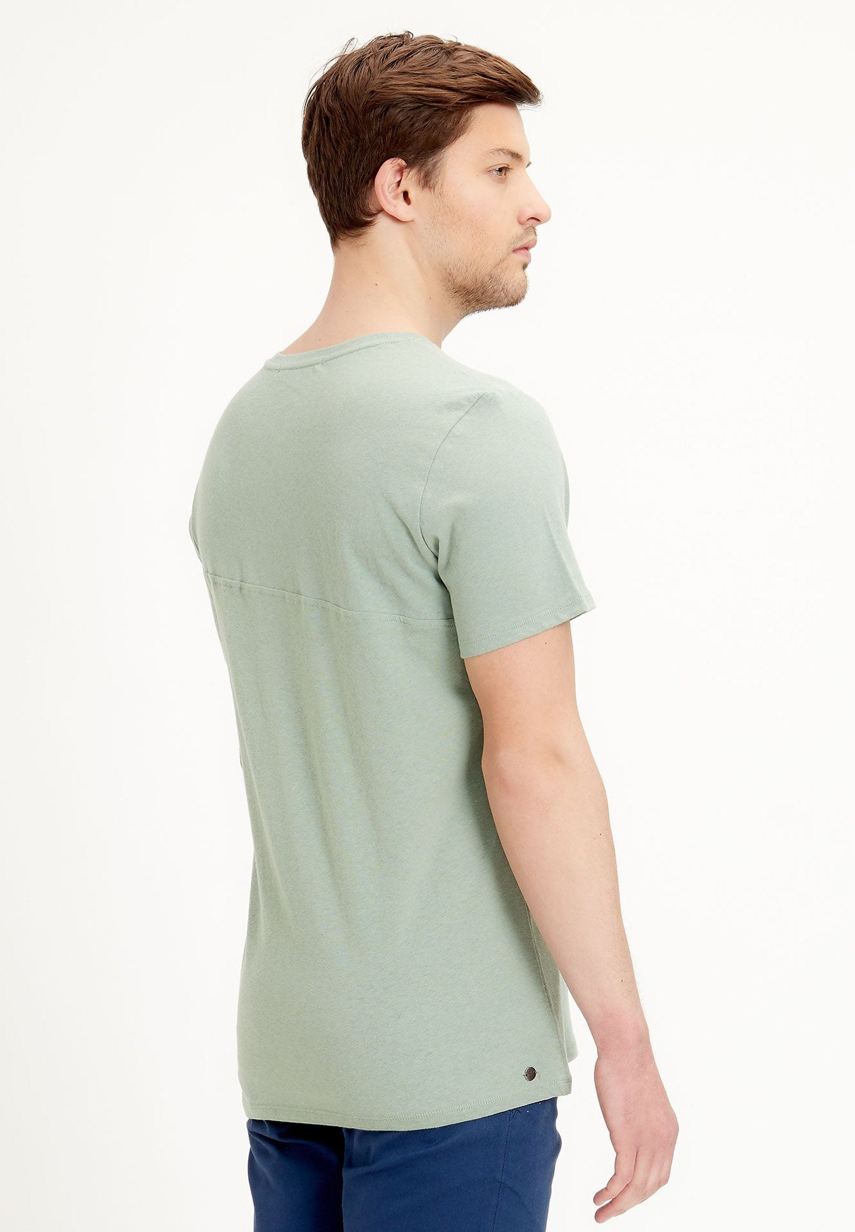 T-Shirt aus Leinen-Bio-Baumwolle-Mix mit asymmetrischem Schnitt