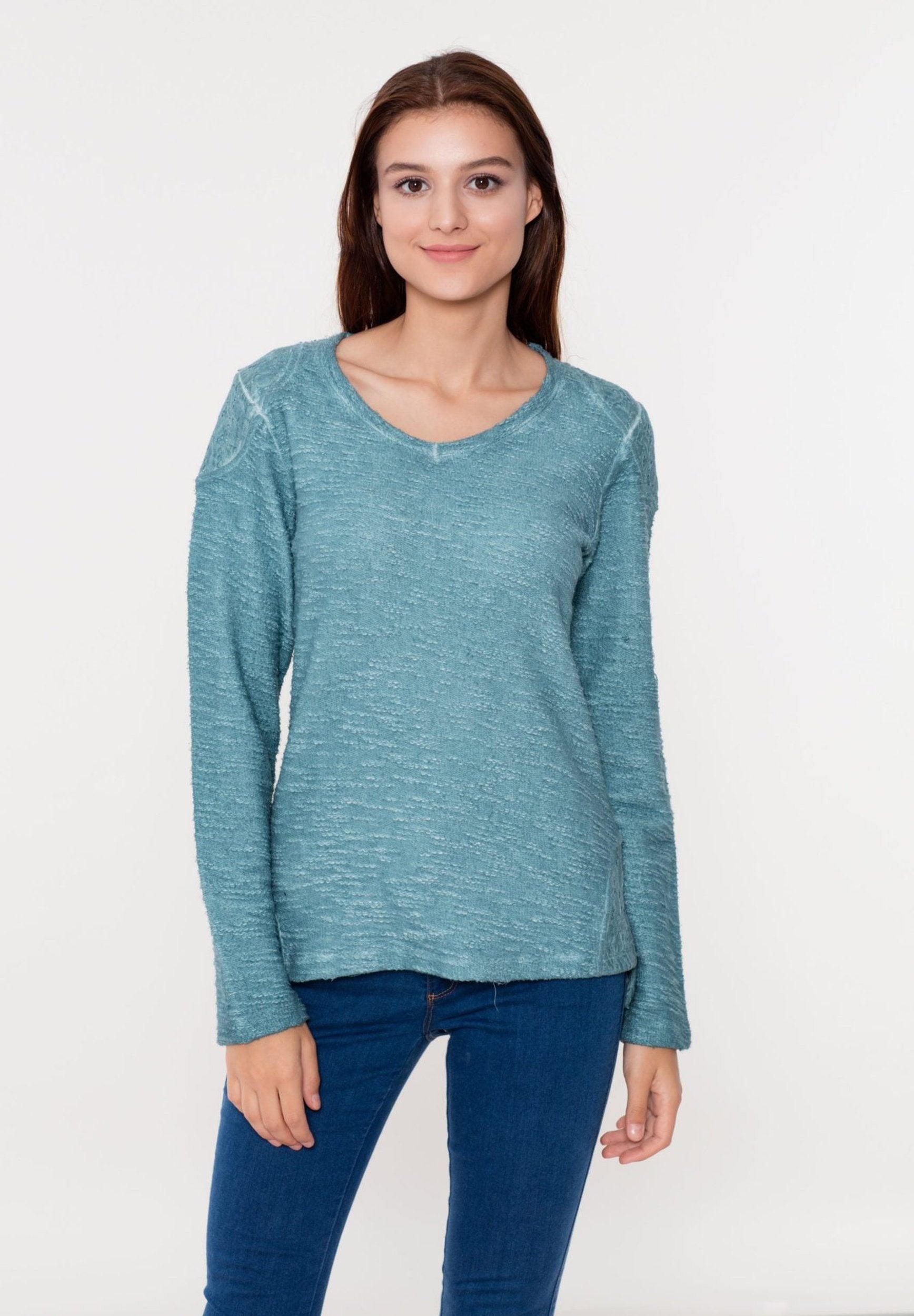 Sweatshirt aus Bo-Baumwolle in Cold-Dye-Effekt