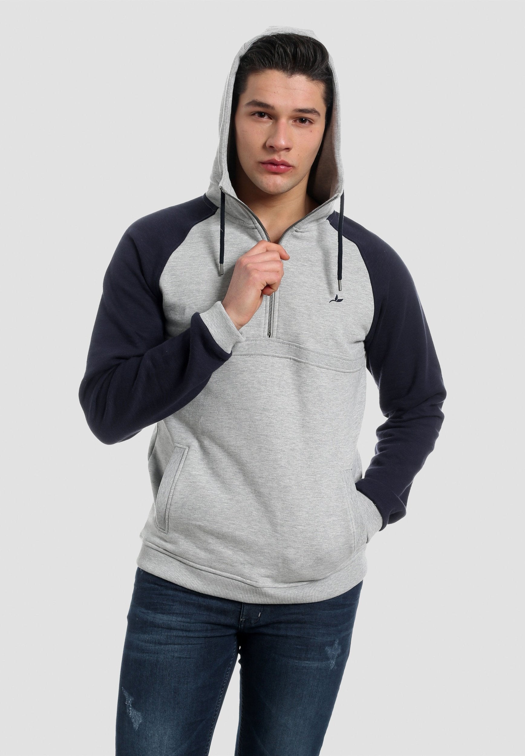 Hoodie aus Bio-Baumwolle mit halbem Reißverschluss