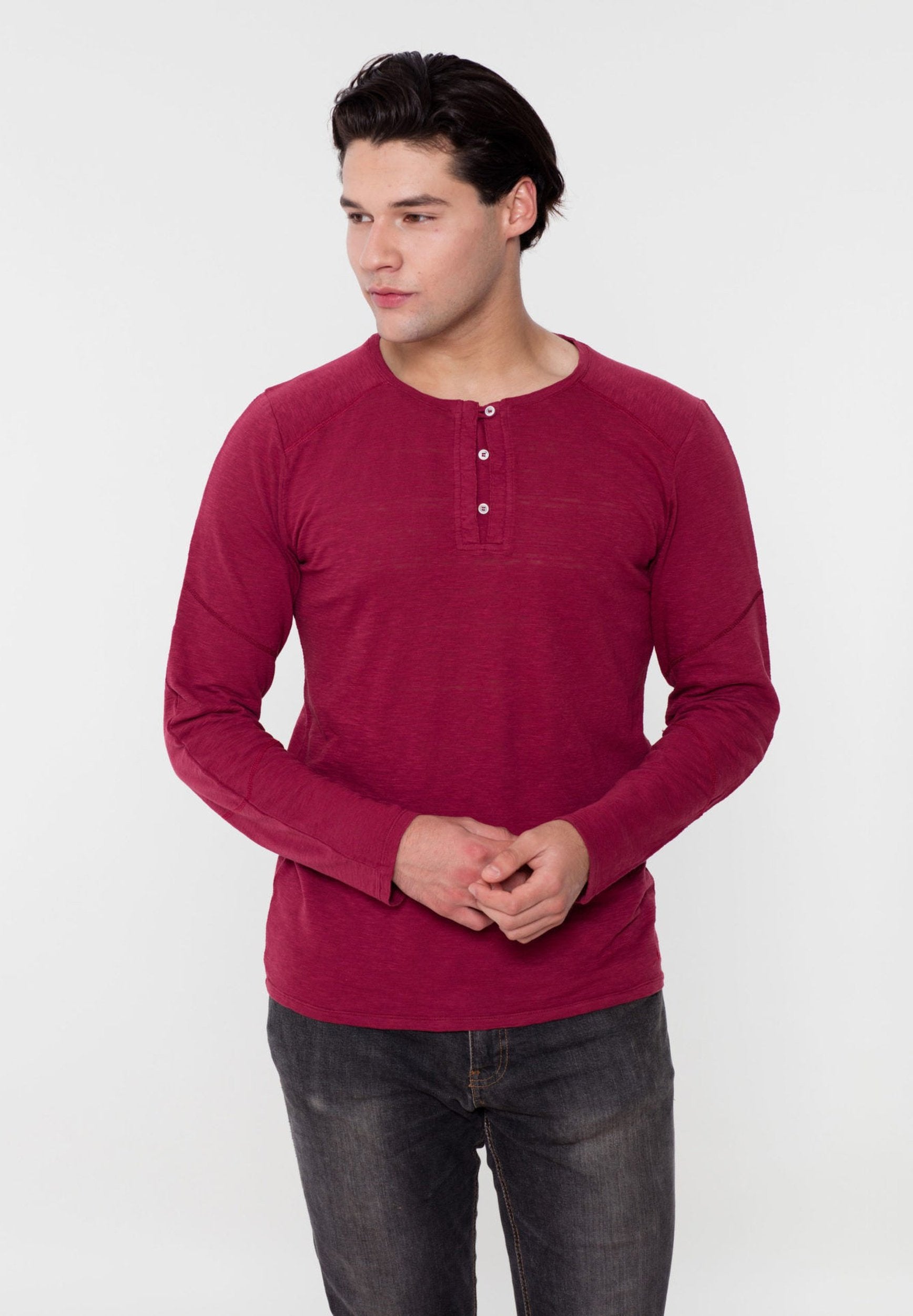 Langarm-Henleyshirt aus Bio-Baumwolle