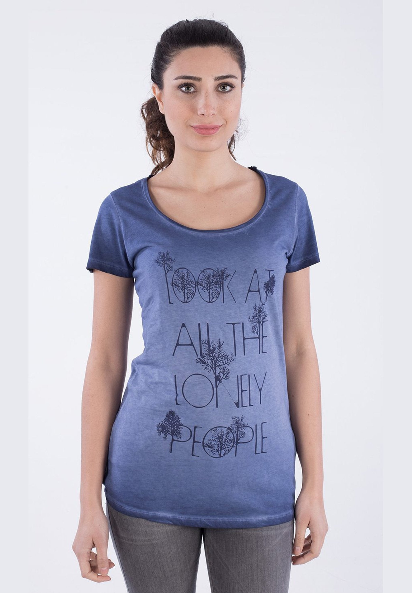 Garment Dyed T-Shirt aus Bio-Baumwolle mit Textaufdruck