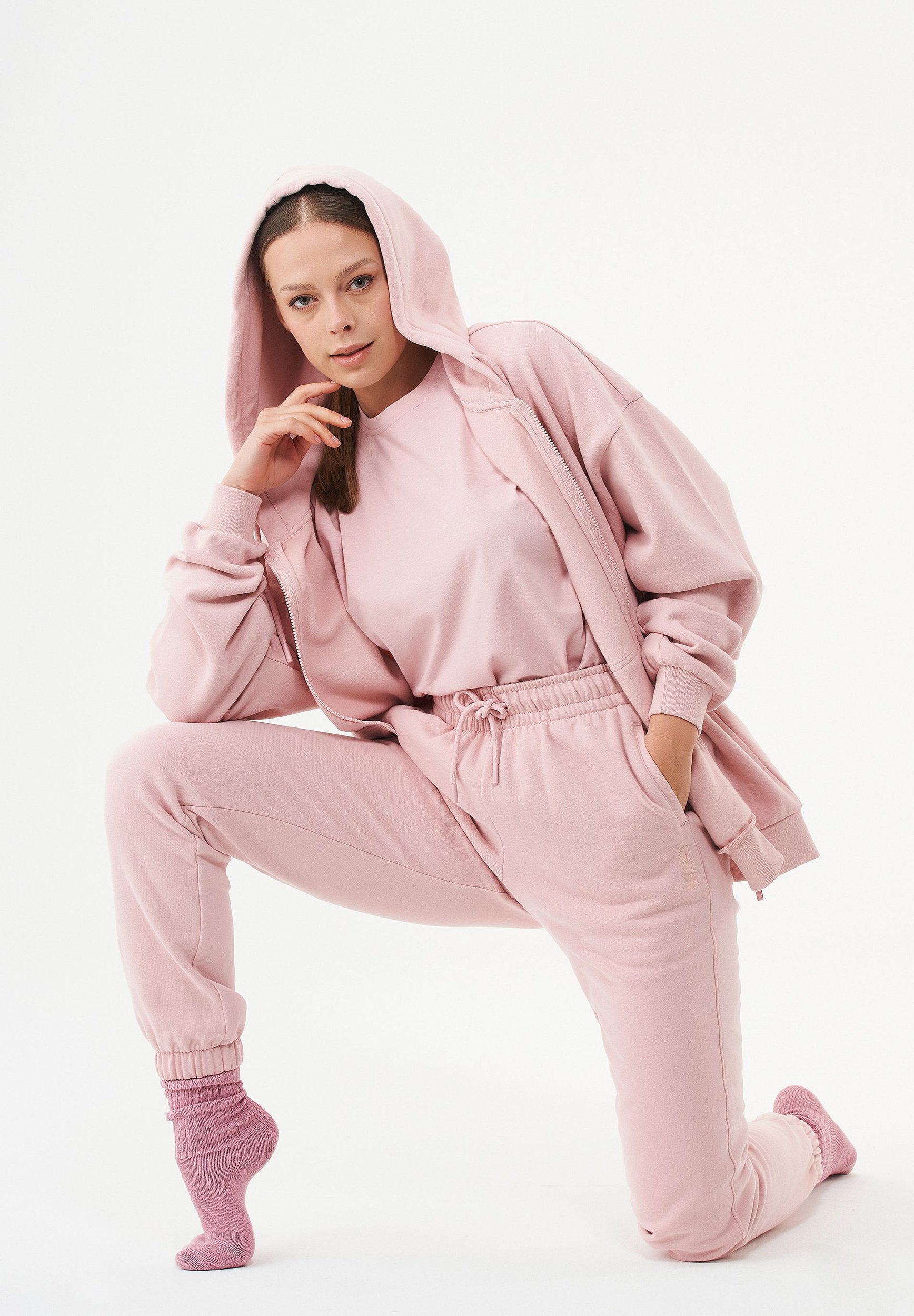 ESSENTIALS-JALE- Soft Touch Sweatjacke aus Bio-Baumwolle