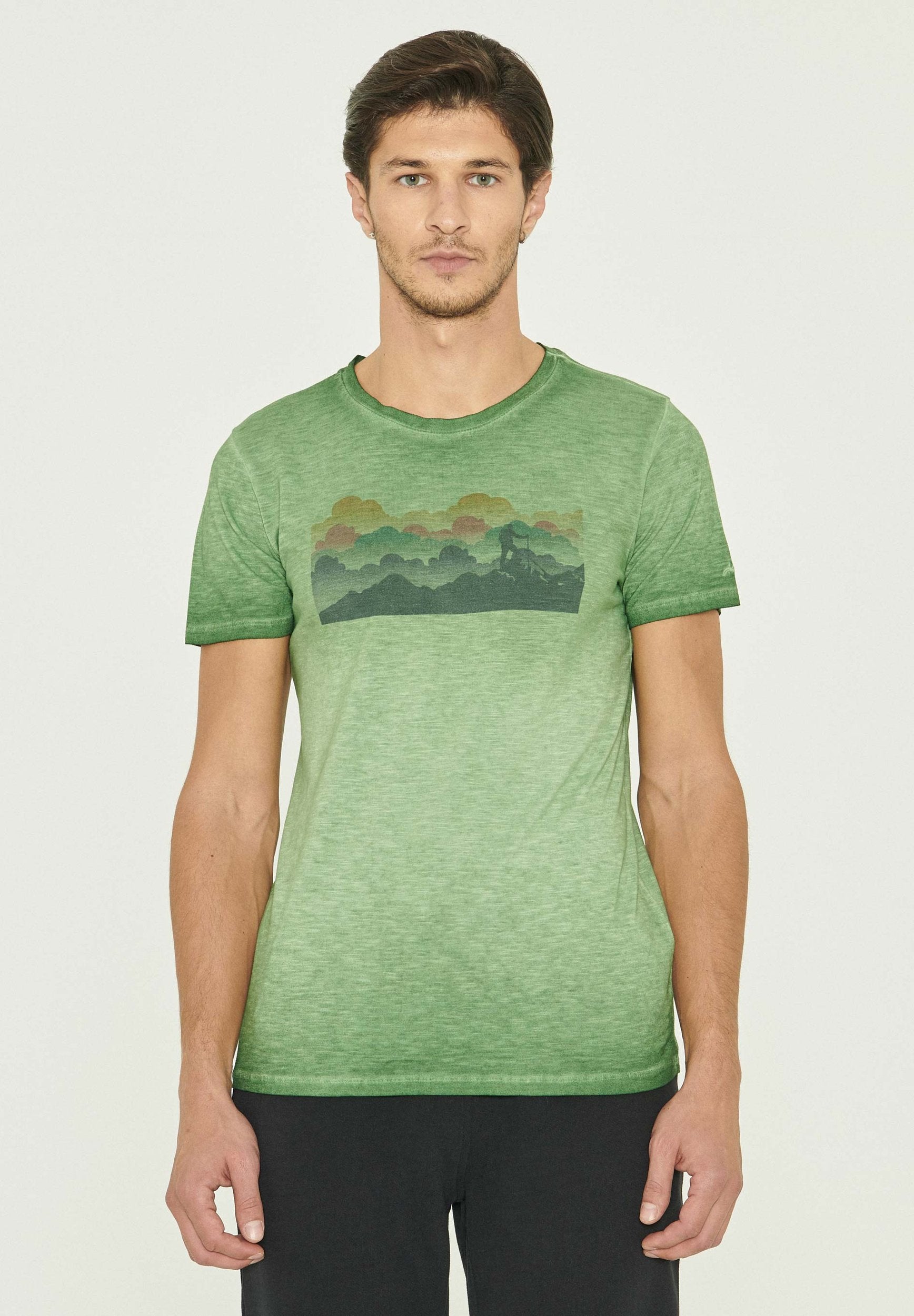 Garment Dyed T-Shirt aus Bio-Baumwolle mit Print