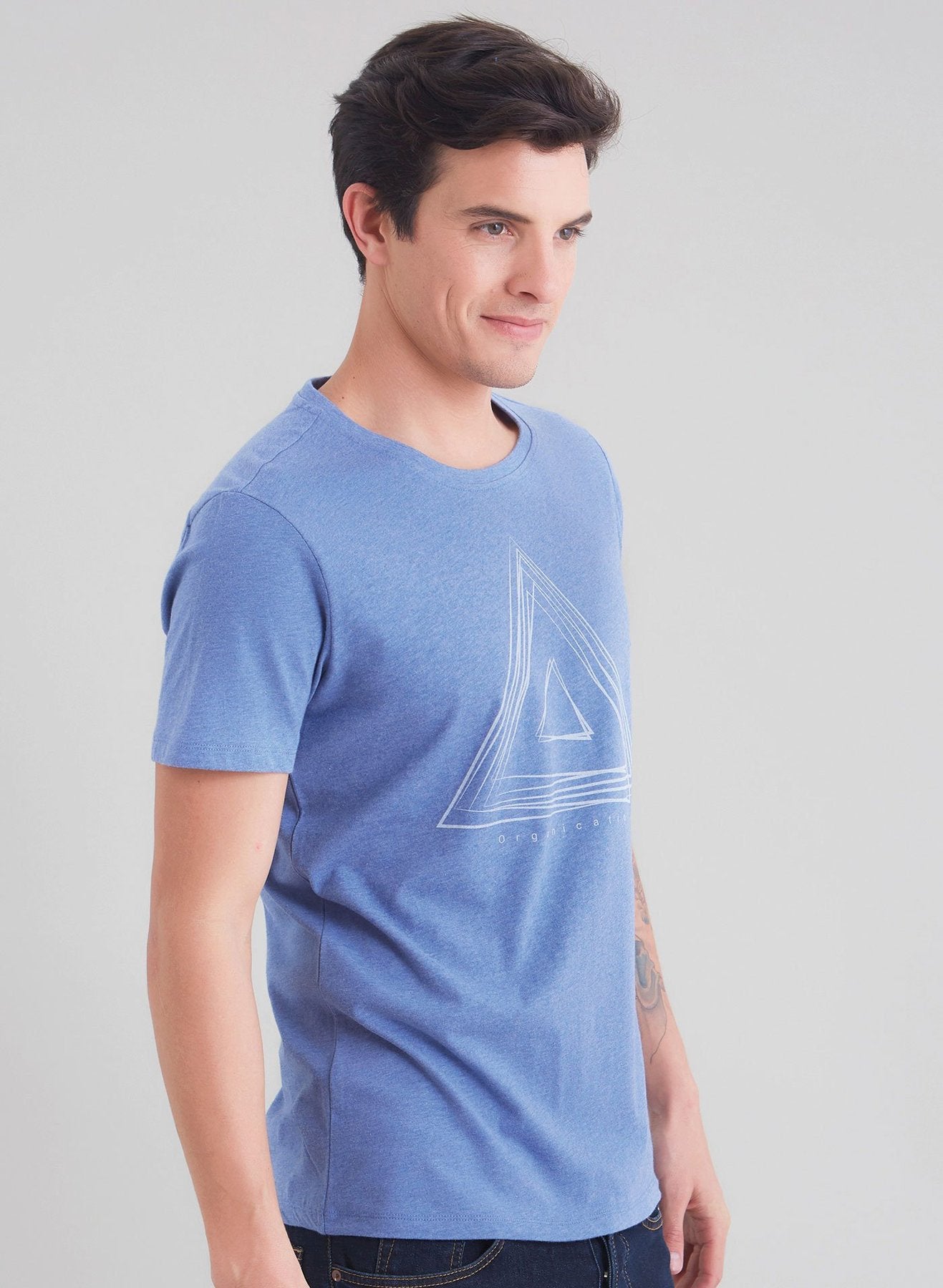 Kurzarm T-Shirt vorne mit Dreieck-Print aus Bio-Baumwolle