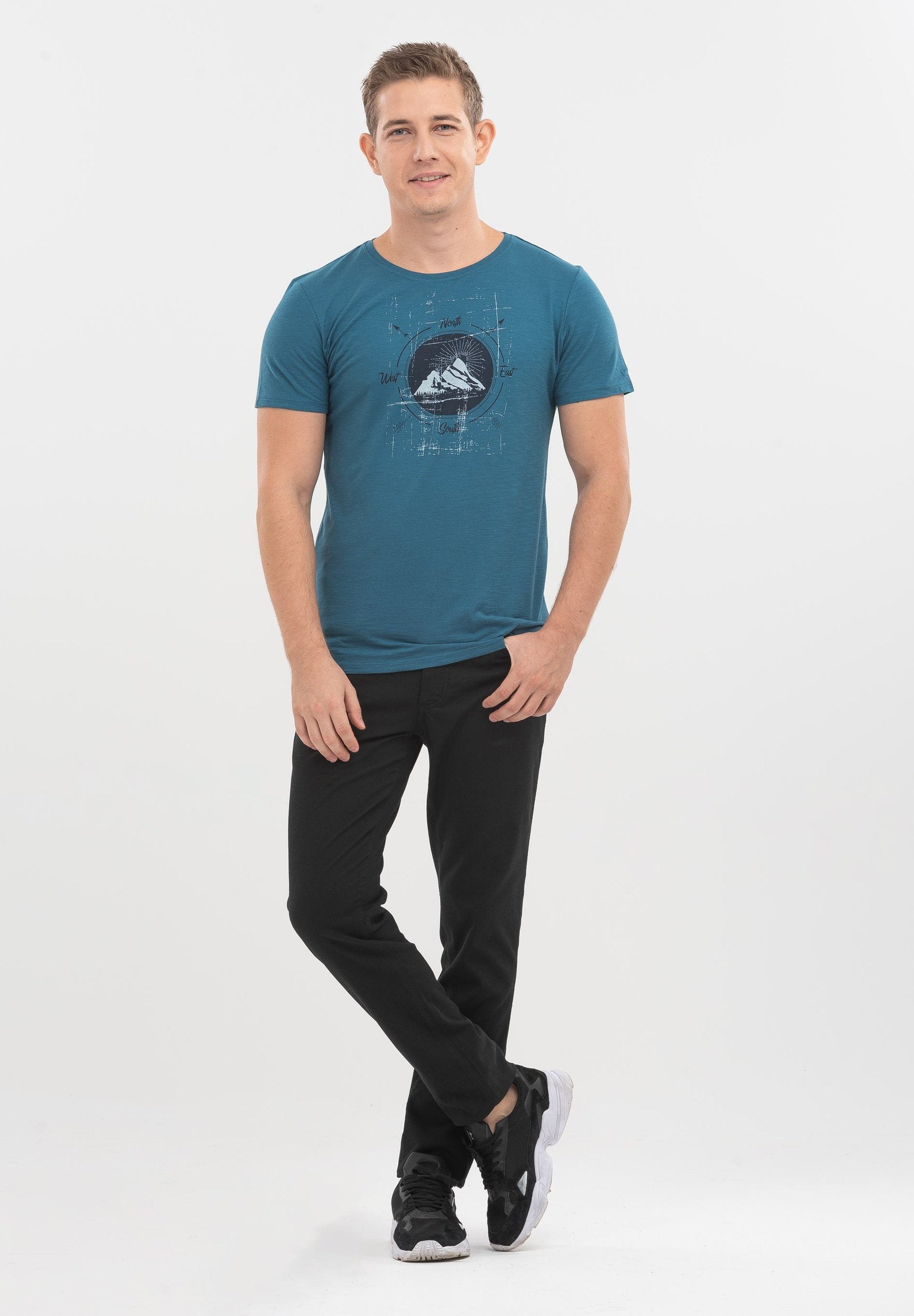 T-Shirt aus Bio-Baumwolle mit Berg-Print