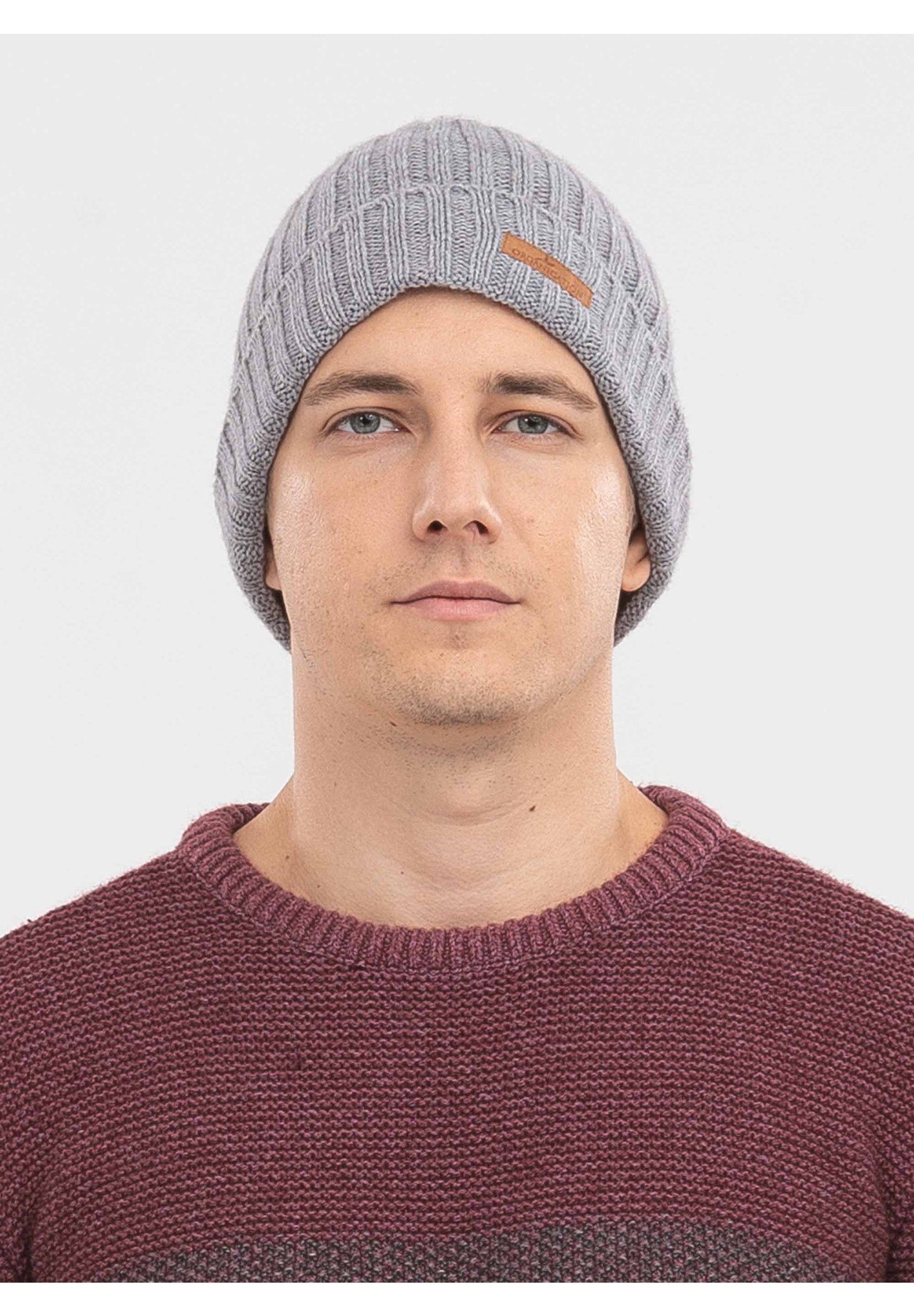 Strick-Beanie aus Bio-Merinowolle und Bio-Baumwolle