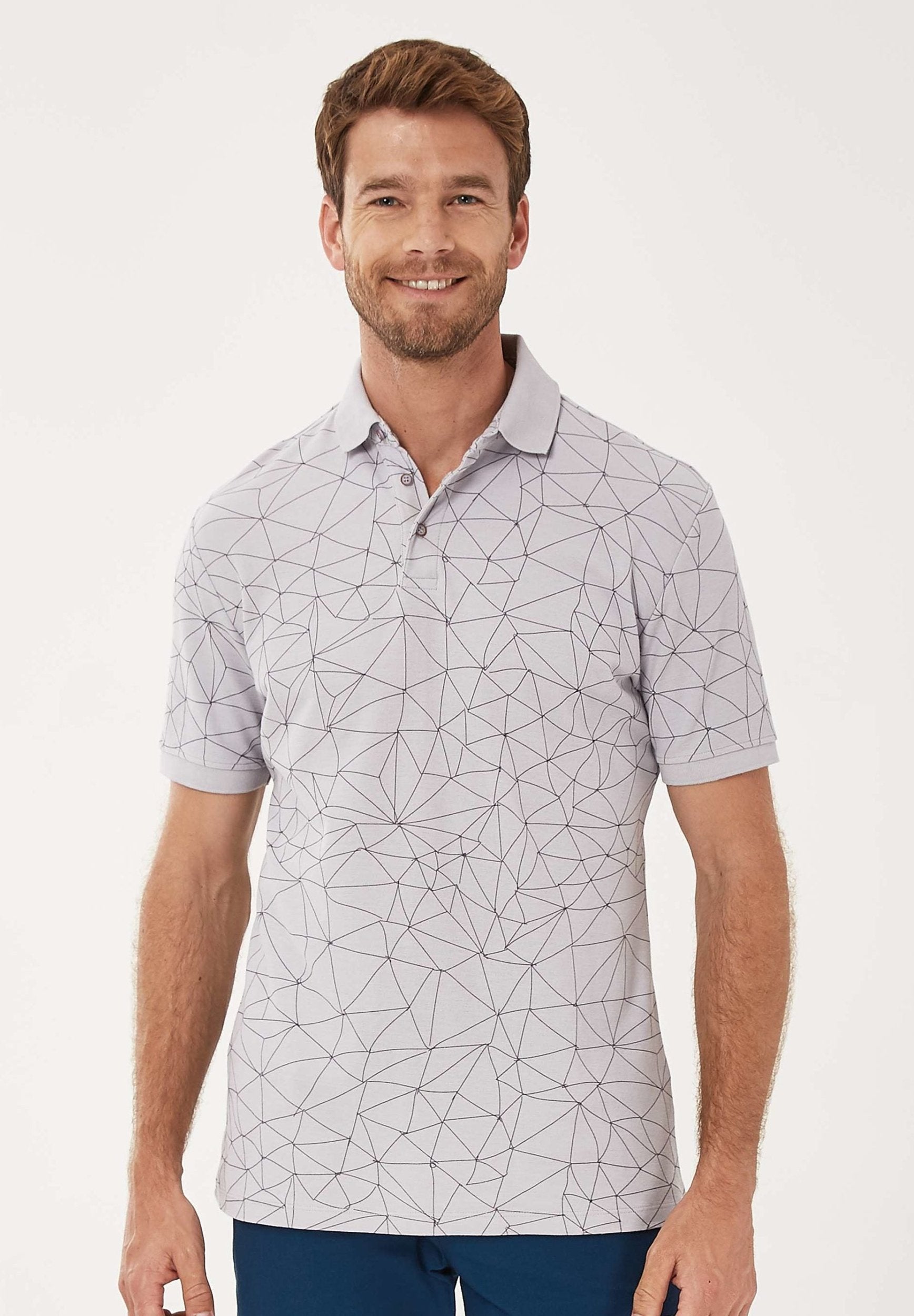 Poloshirt aus Bio-Baumwolle mit Allover-Print | Nachhaltige Herrenmode