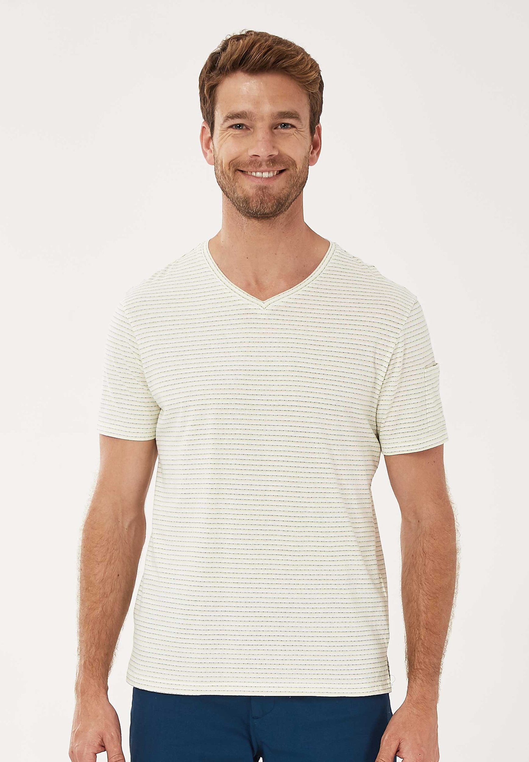 Gestreiftes T-Shirt aus Bio-Baumwolle mit Ärmeltasche