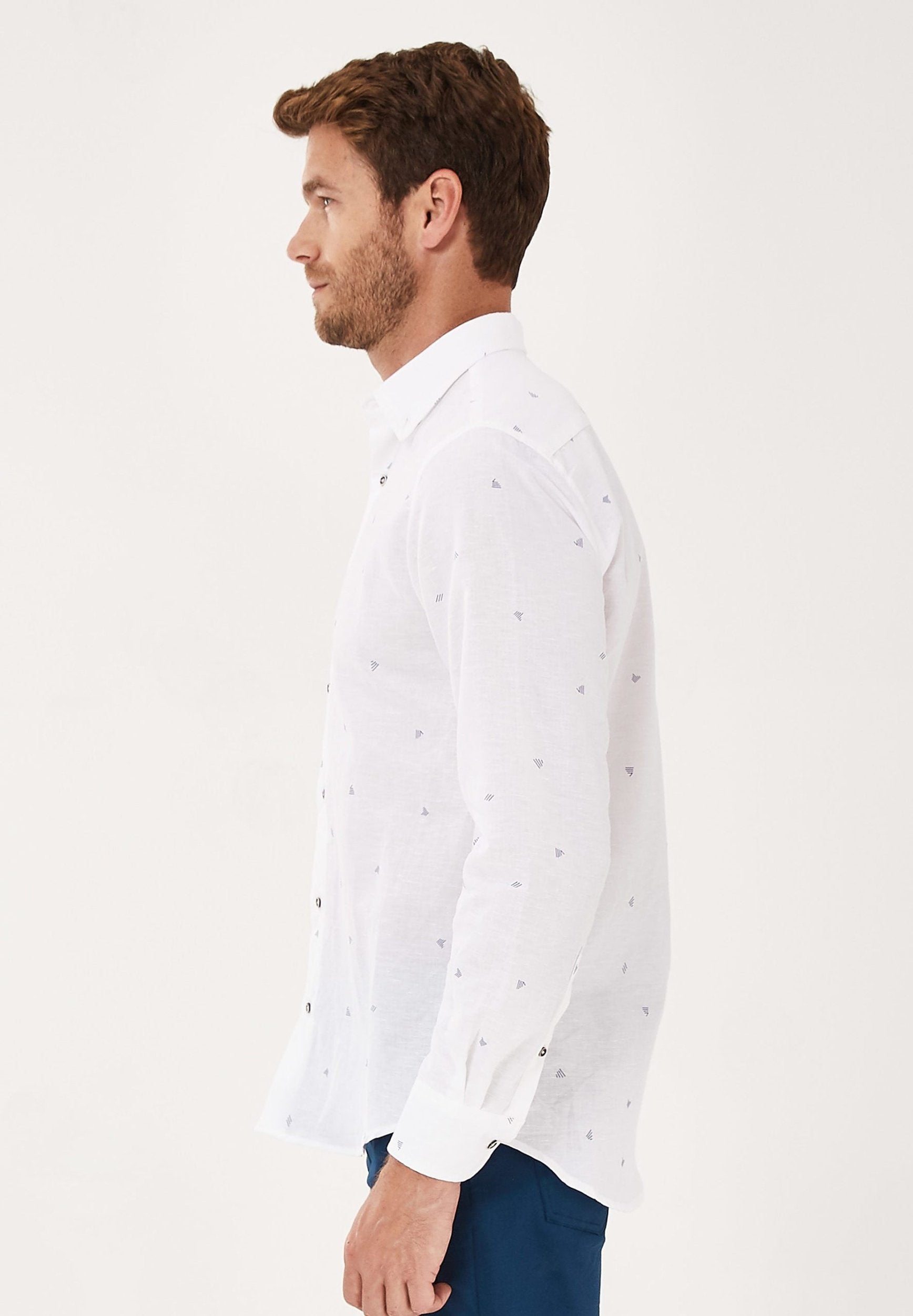 Langarm-Hemd aus Leinen mit Bio-Baumwolle