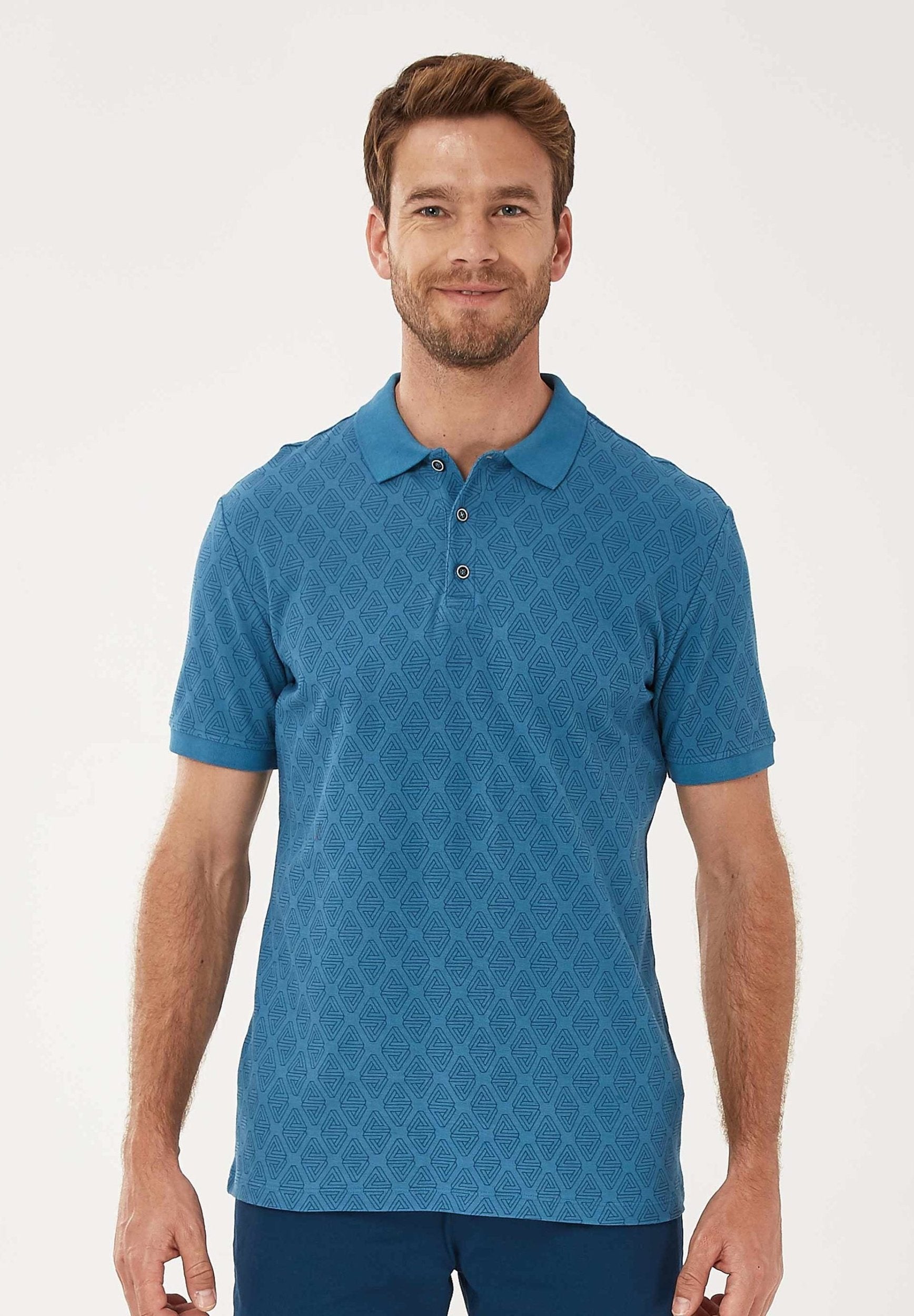 Poloshirt aus Bio-Baumwolle mit Allover-Print | Nachhaltige Herrenmode