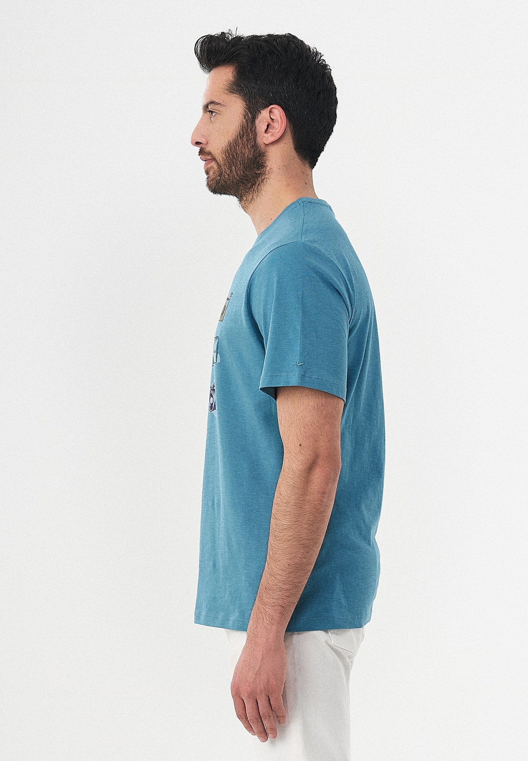 T-Shirt aus Bio-Baumwolle mit Kamera-Print