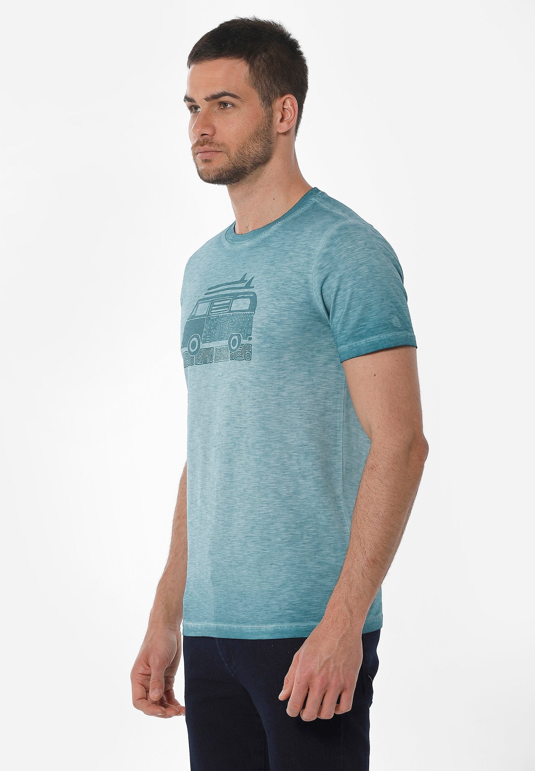 Garment Dyed T-Shirt aus Bio-Baumwolle mit Print