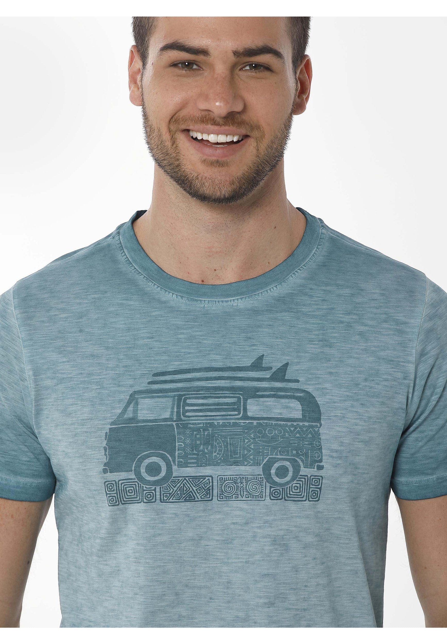 Garment Dyed T-Shirt aus Bio-Baumwolle mit Print