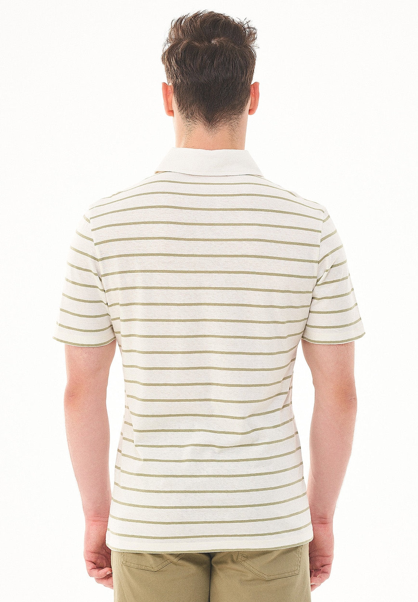 Gestreiftes Poloshirt aus Bio-Baumwolle und Leinen