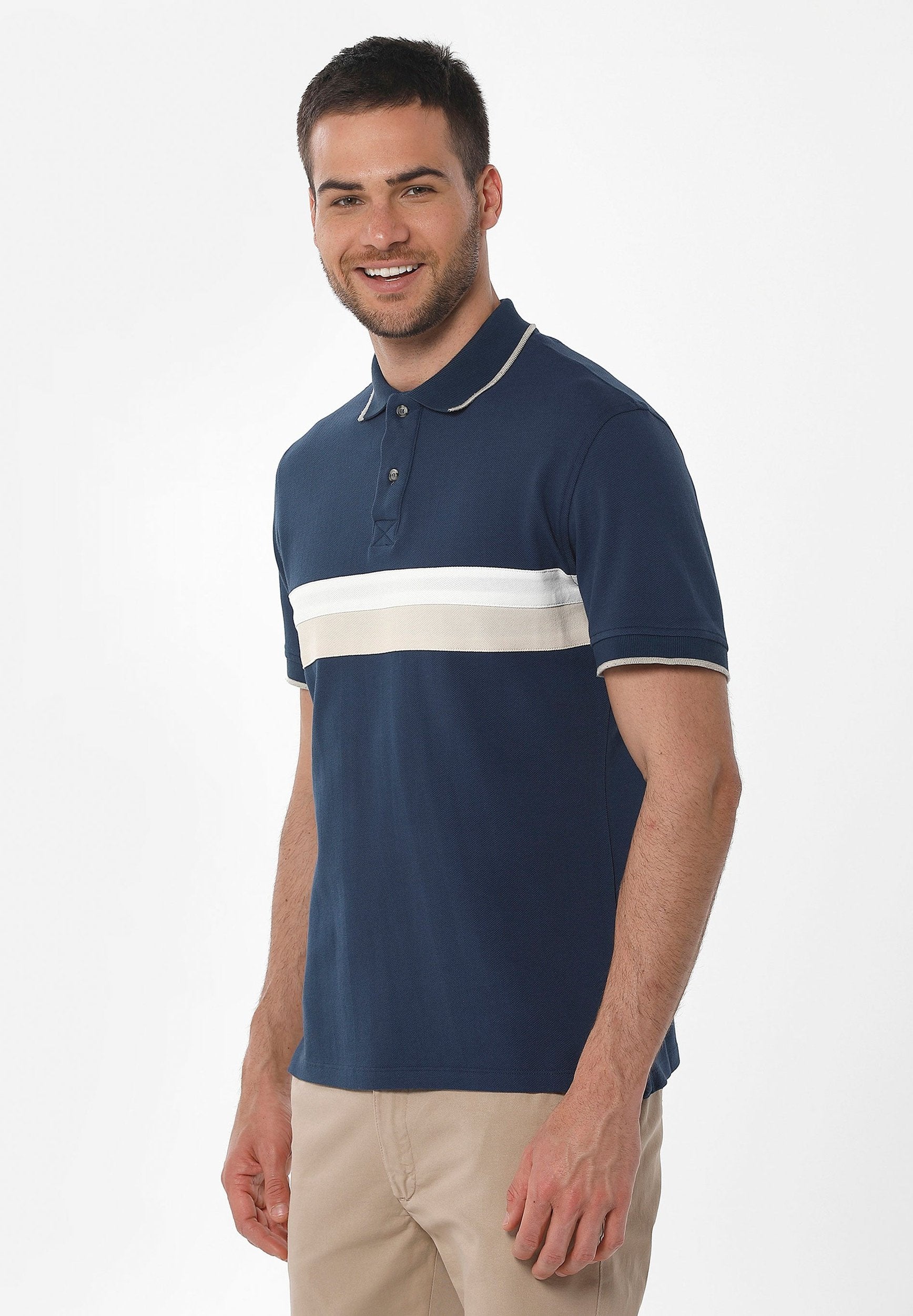 Poloshirt aus Bio-Baumwolle mit kontrast Streifen